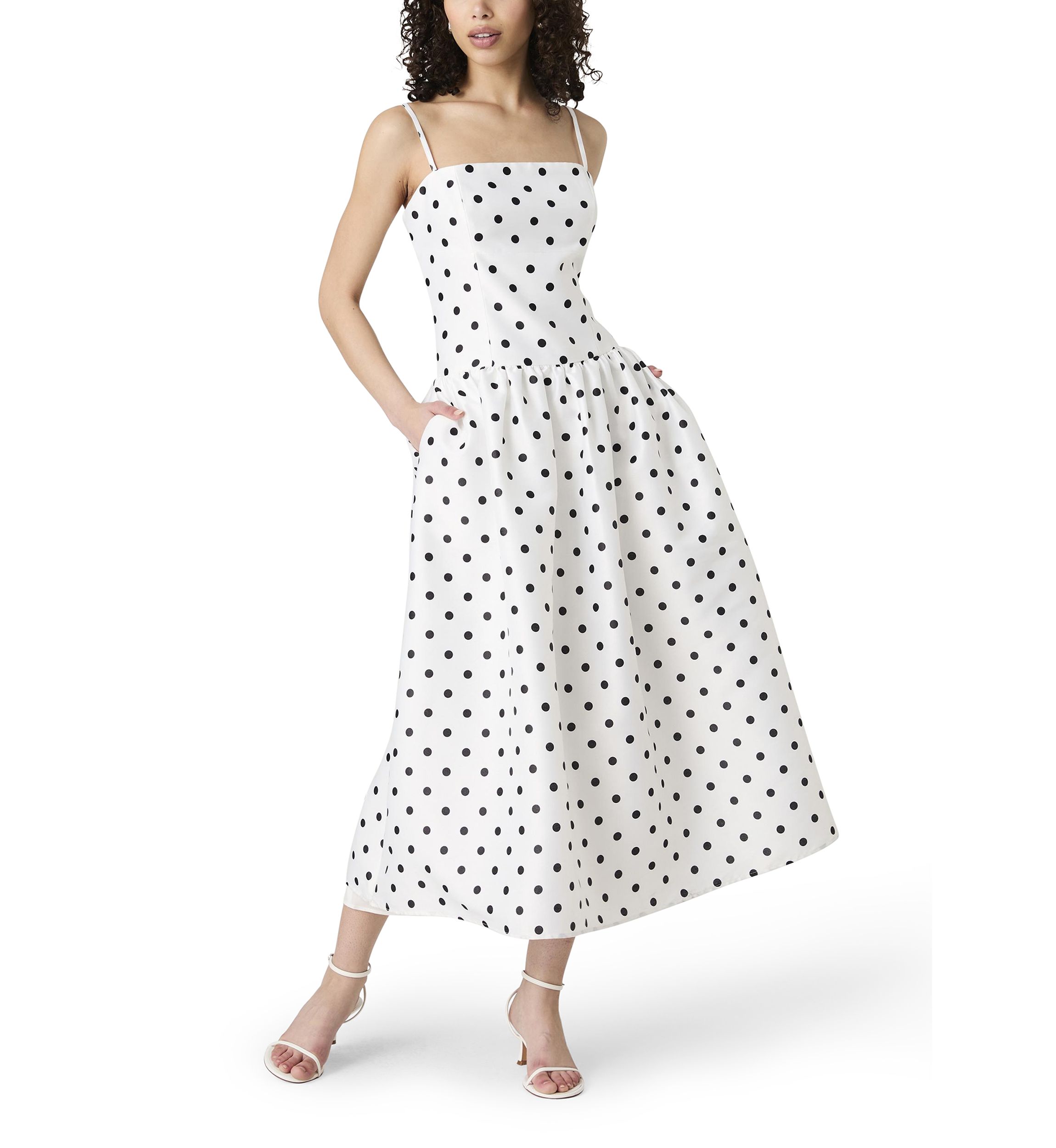 Strappy Polka Dot Midi Dress