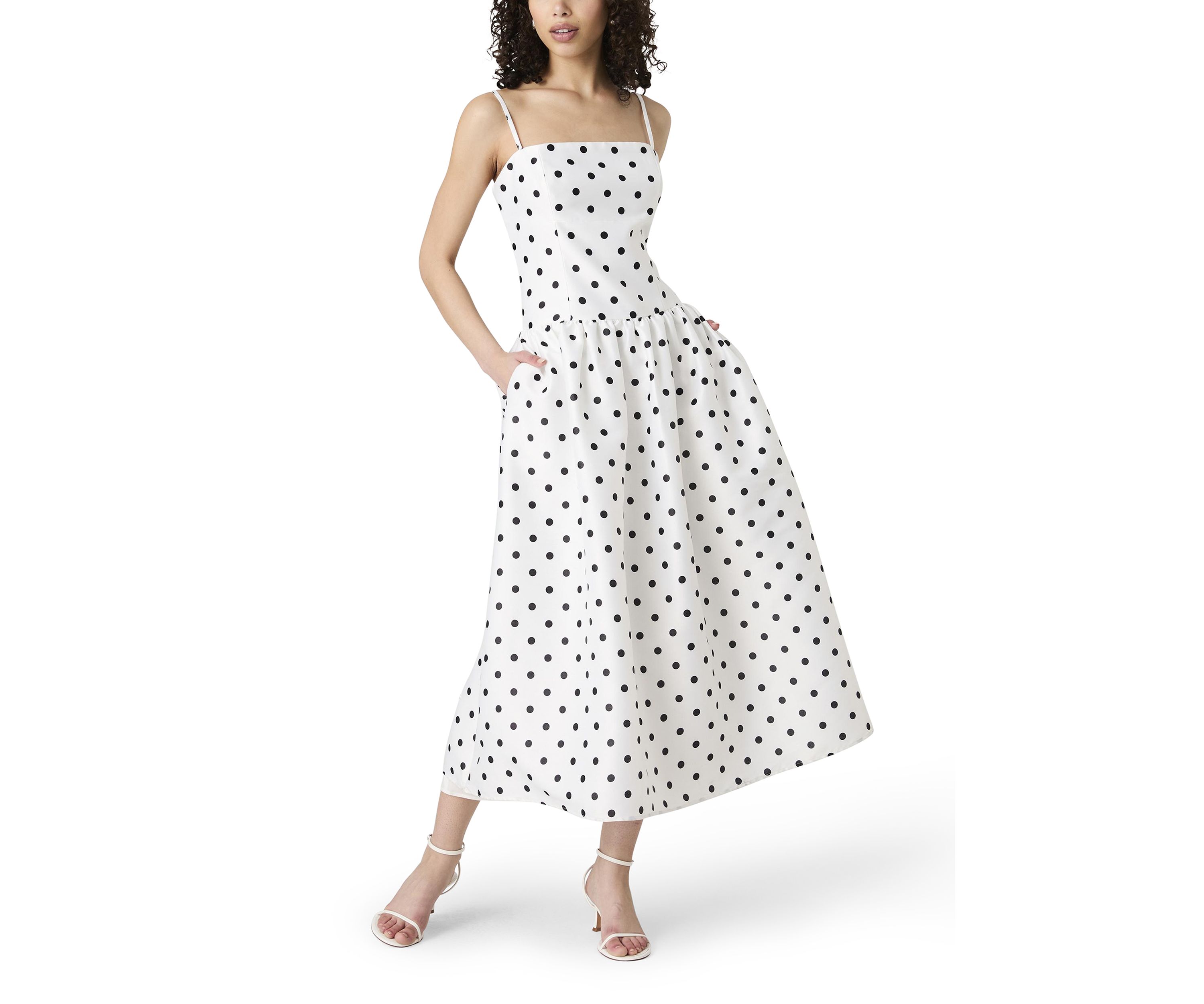 Strappy Polka Dot Midi Dress