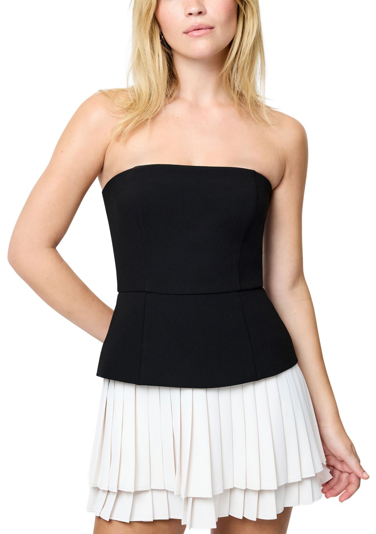 Azra Strapless Pleated Mini Dress