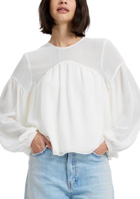French Connection Women's Marina Silky Curved Yoke Blouse