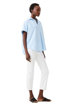 Poplin Shirting Short Sleeve Popover Top