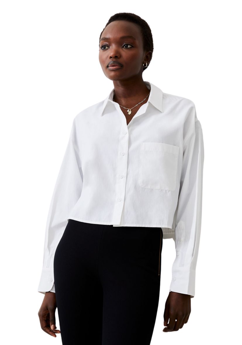 Cropped Poplin Button Up Shirt