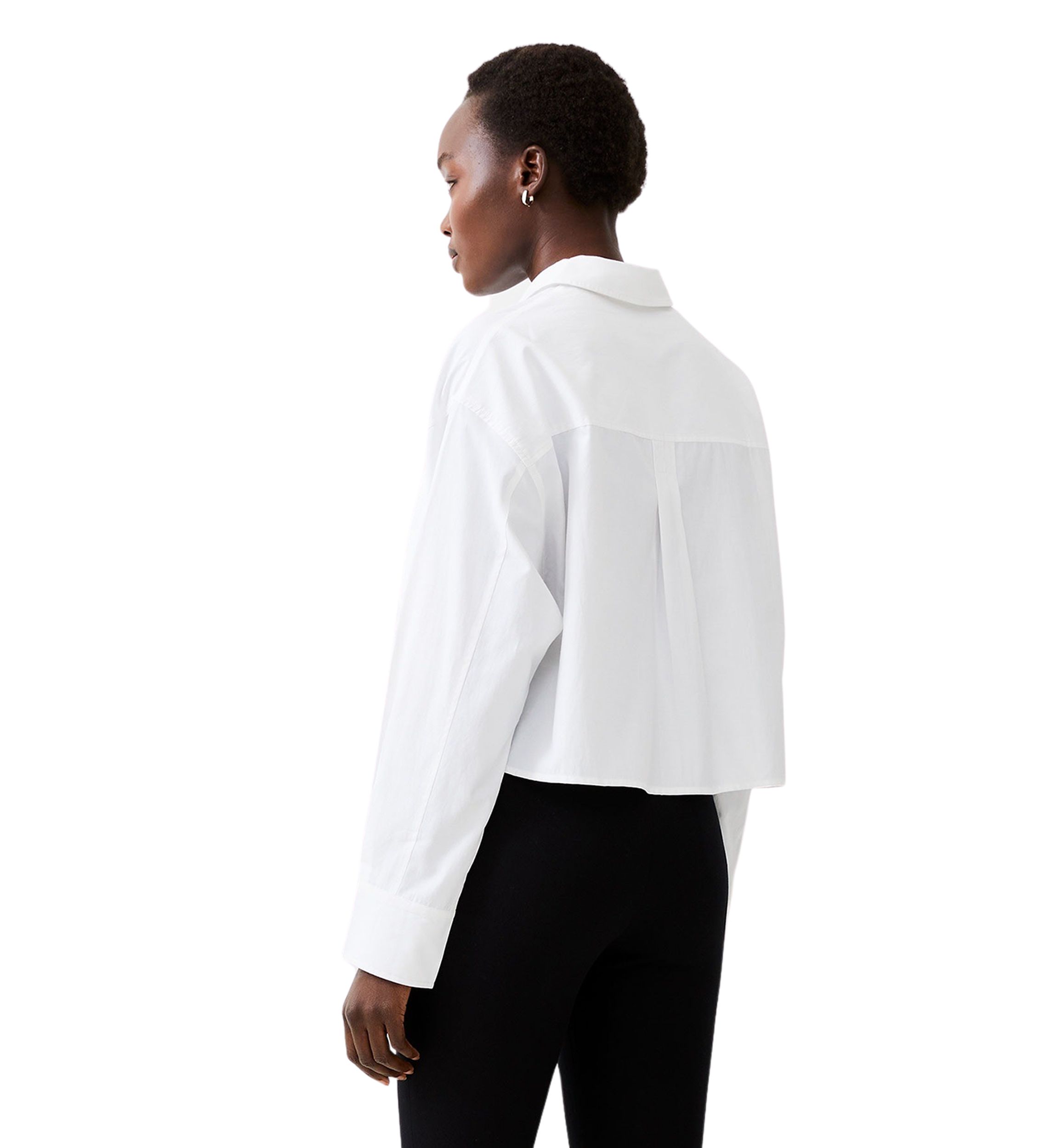 Cropped Poplin Button Up Shirt