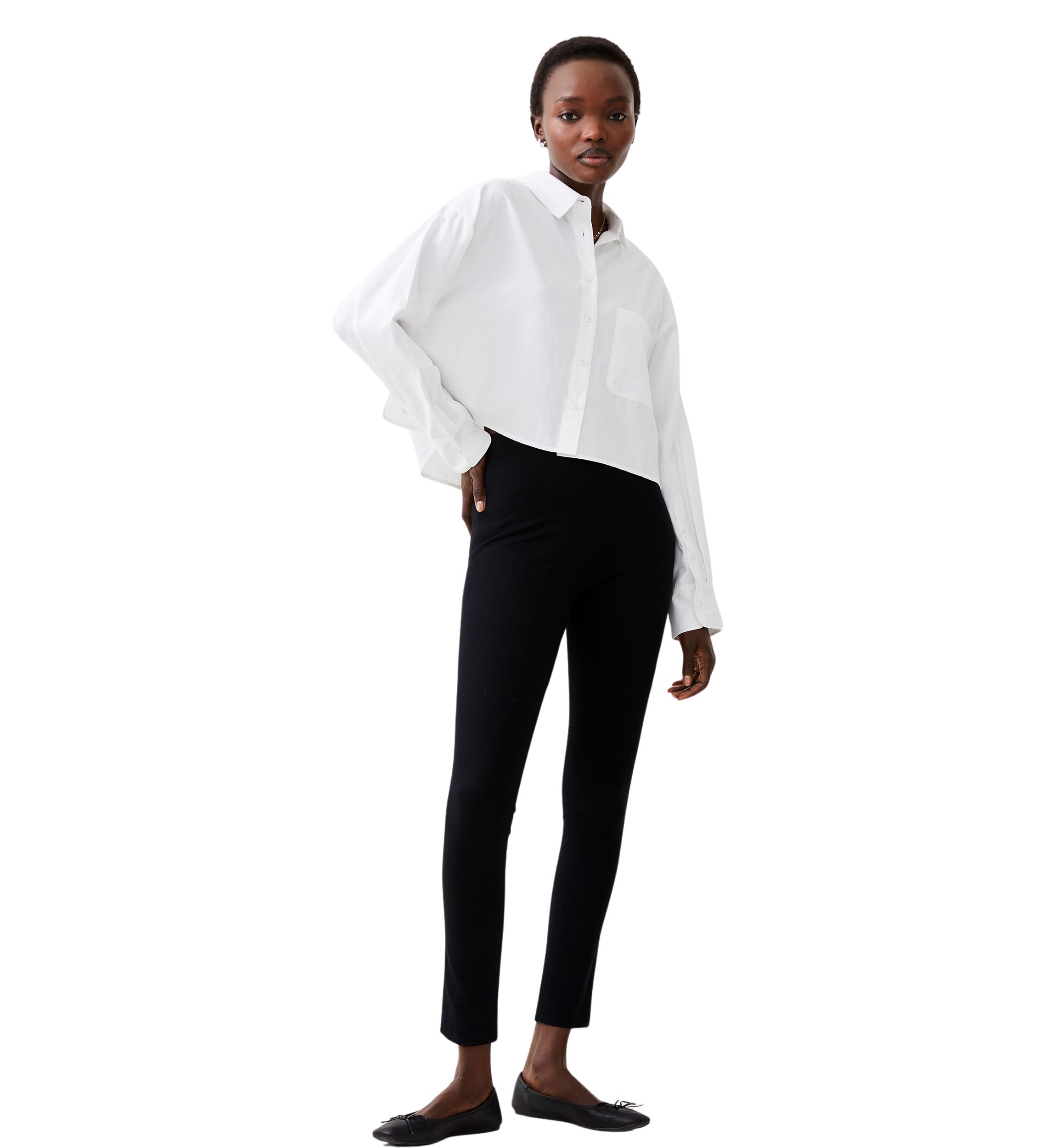 Cropped Poplin Button Up Shirt