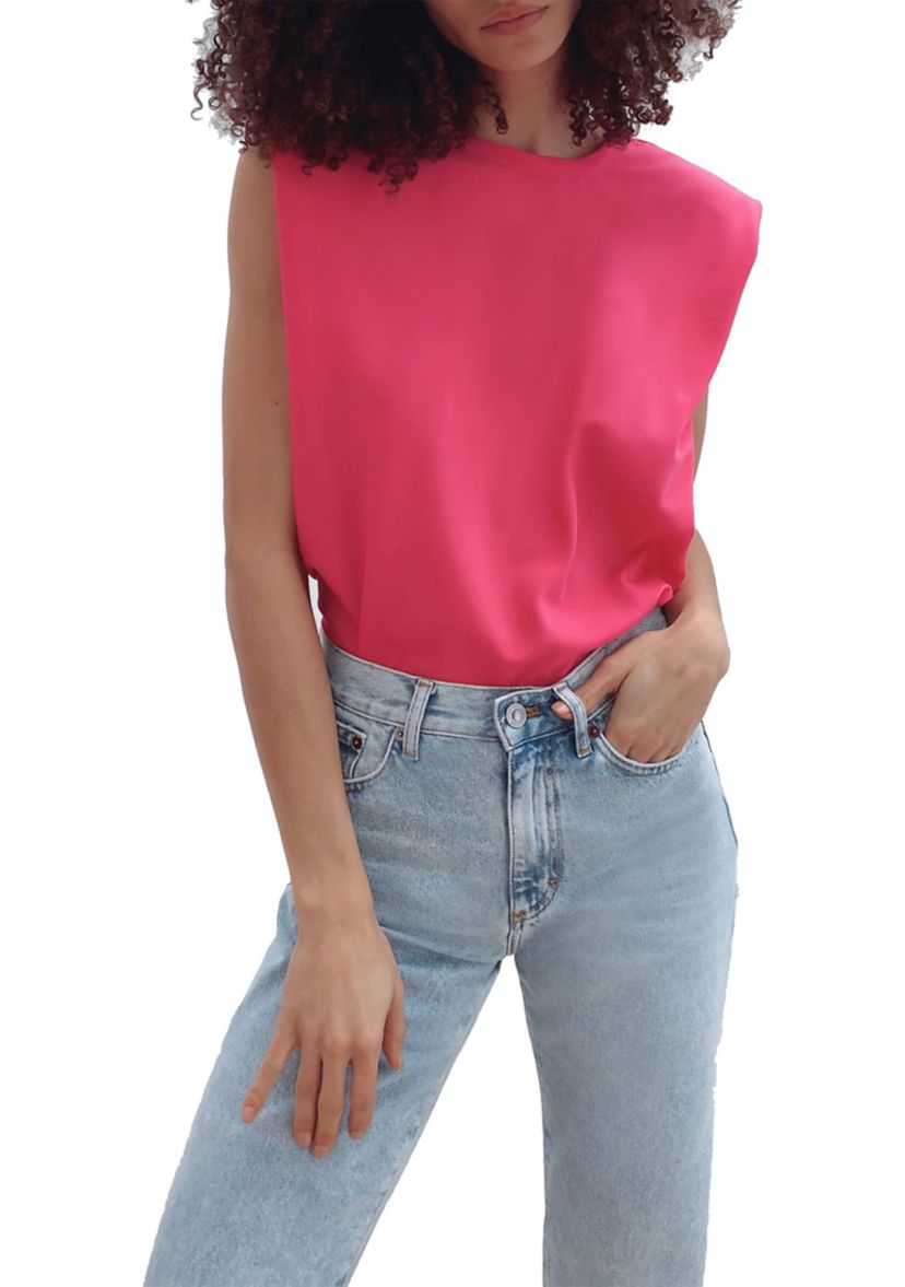 Shoulder Pad Crepe Tank