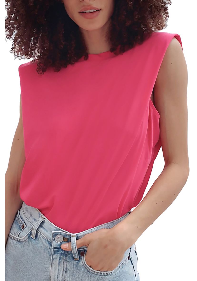 Shoulder Pad Crepe Tank