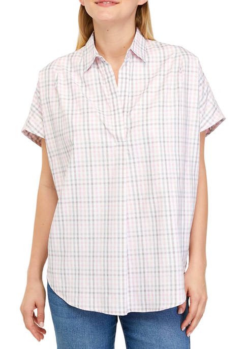 French Connection Dolman Sleeve Checkered Button Down Shirt