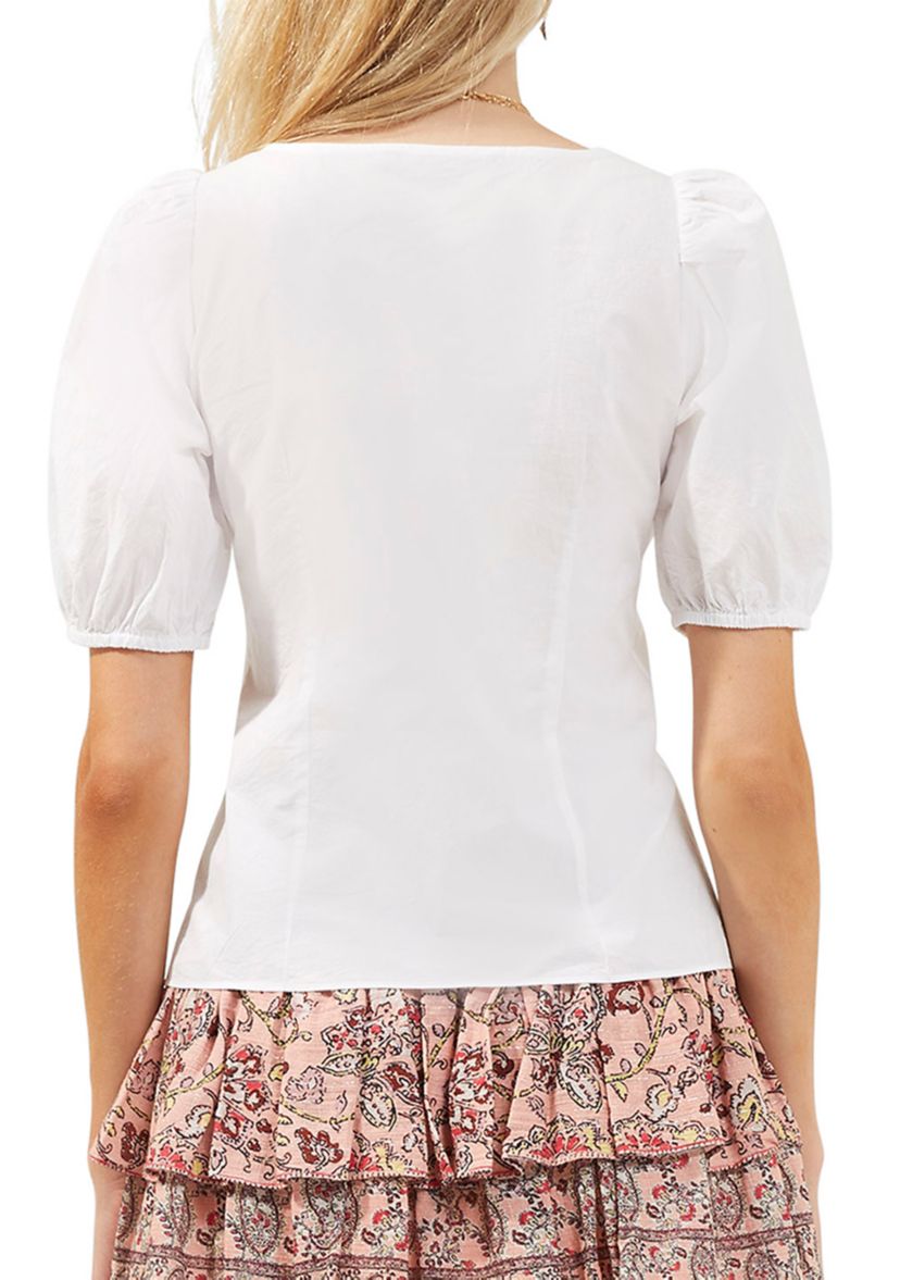 Armina Poplin Short Puff Sleeve Top
