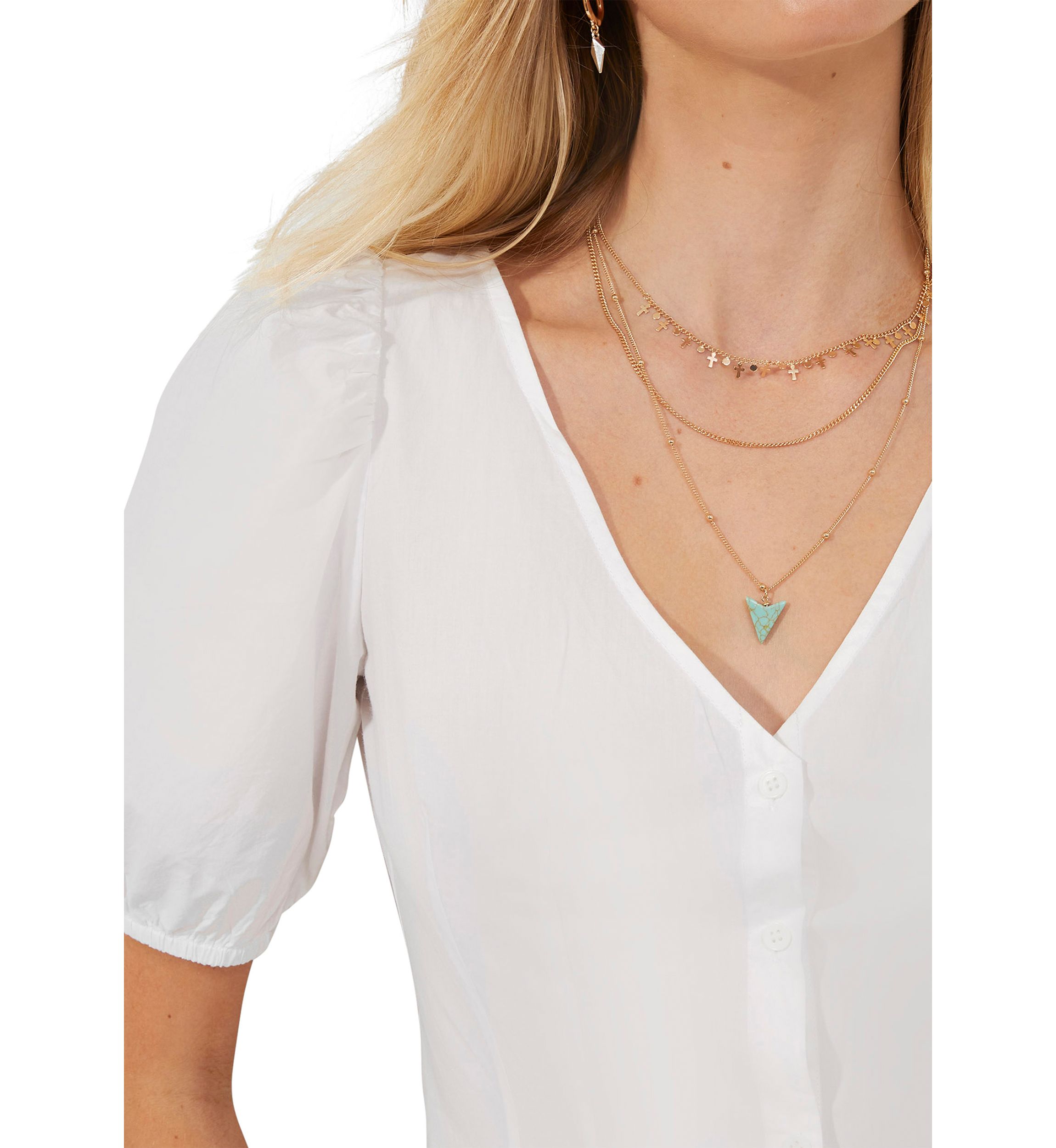 Armina Poplin Short Puff Sleeve Top
