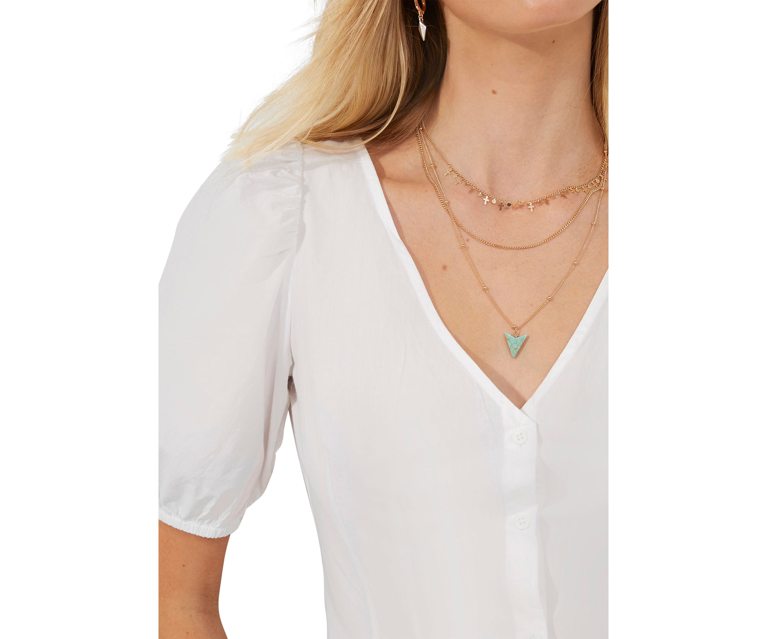Armina Poplin Short Puff Sleeve Top