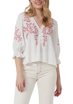 French Connection Women's Gigi Embroidered Drape Top