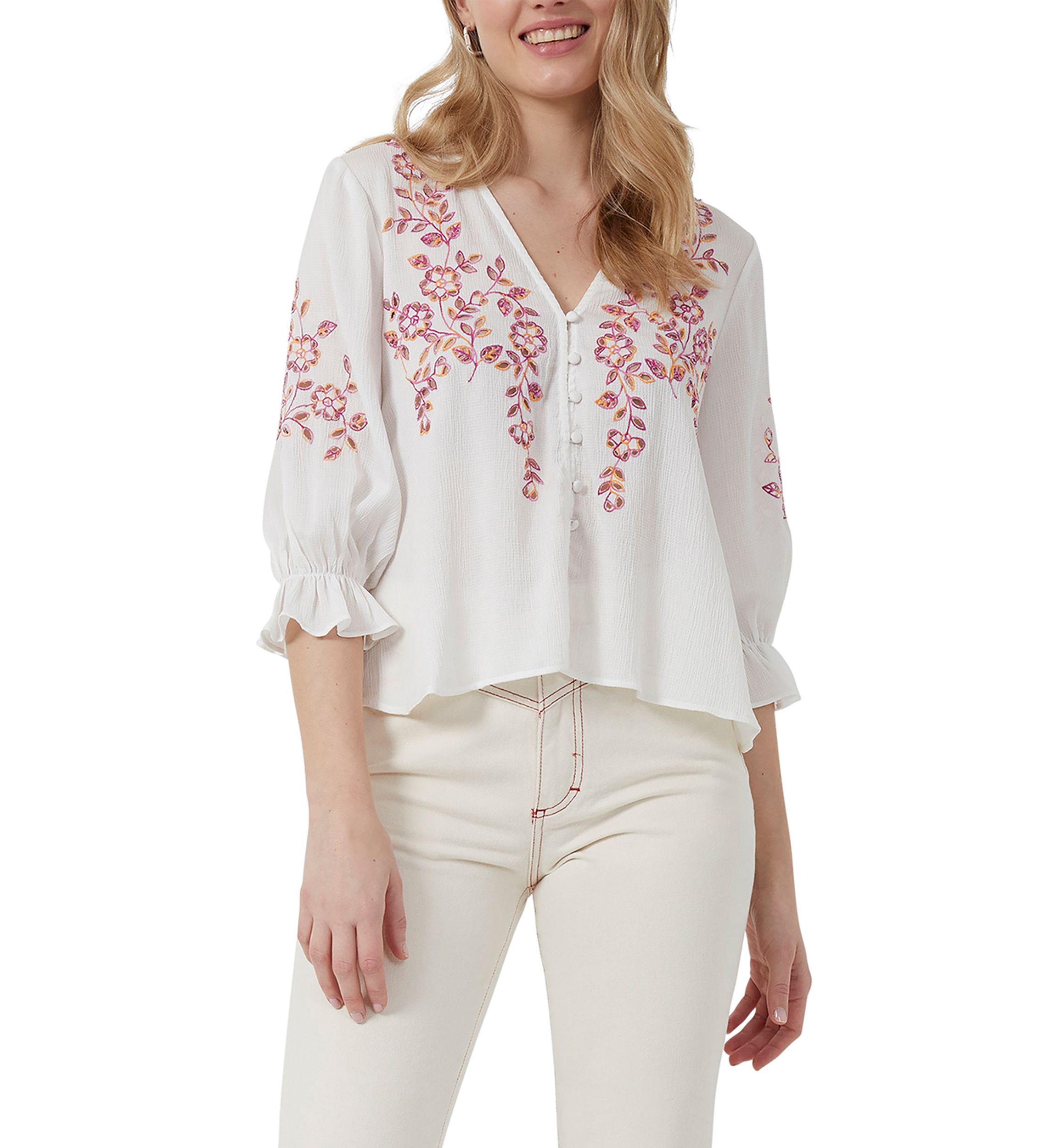 Gigi Embroidered Drape Top