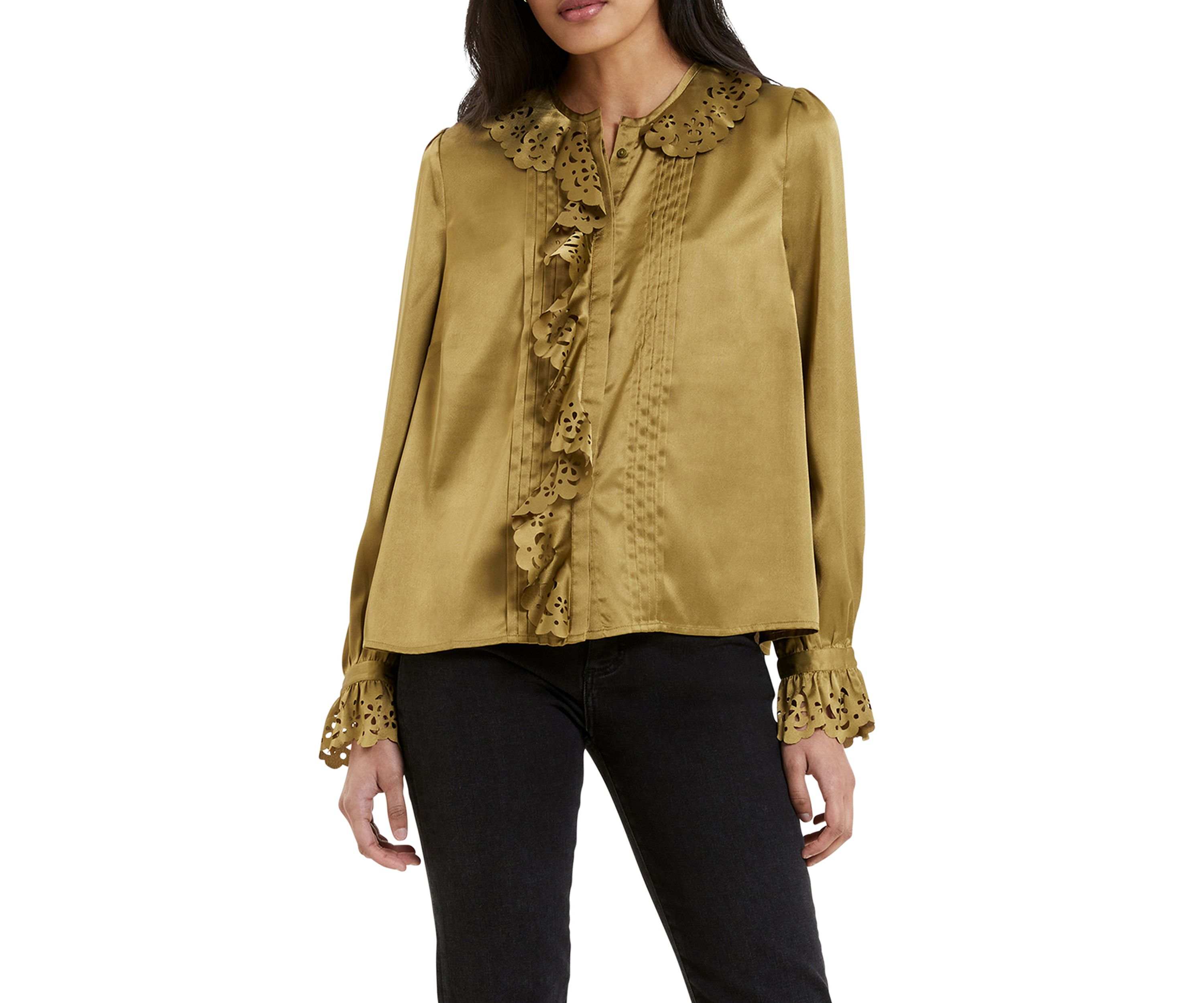 Aleeya Satin Lace Ruffle Blouse