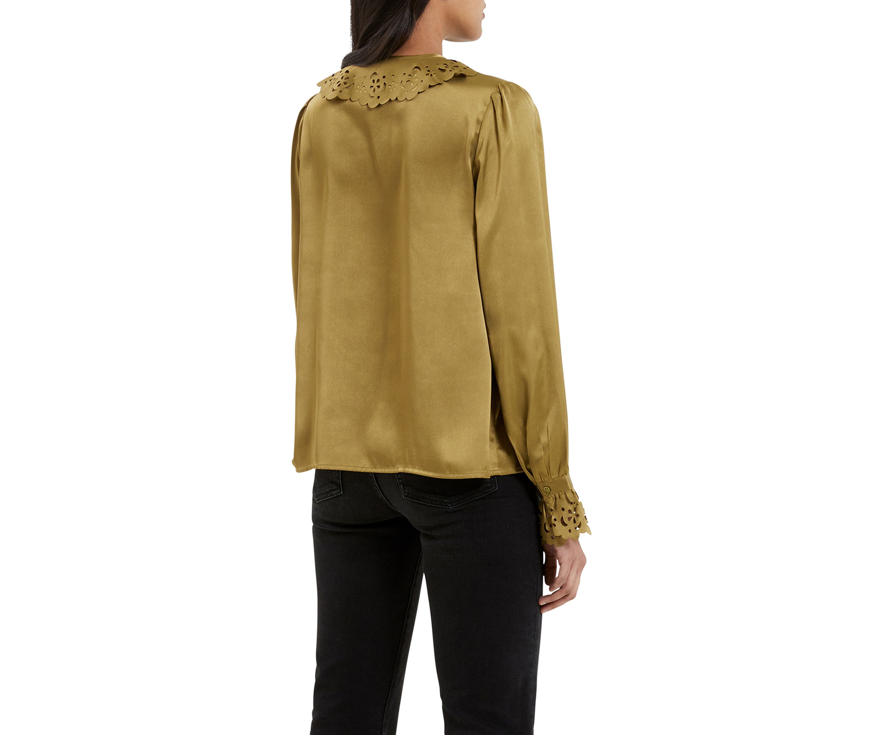 Aleeya Satin Lace Ruffle Blouse
