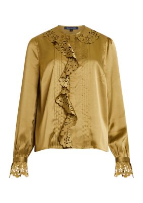 Aleeya Satin Lace Ruffle Blouse