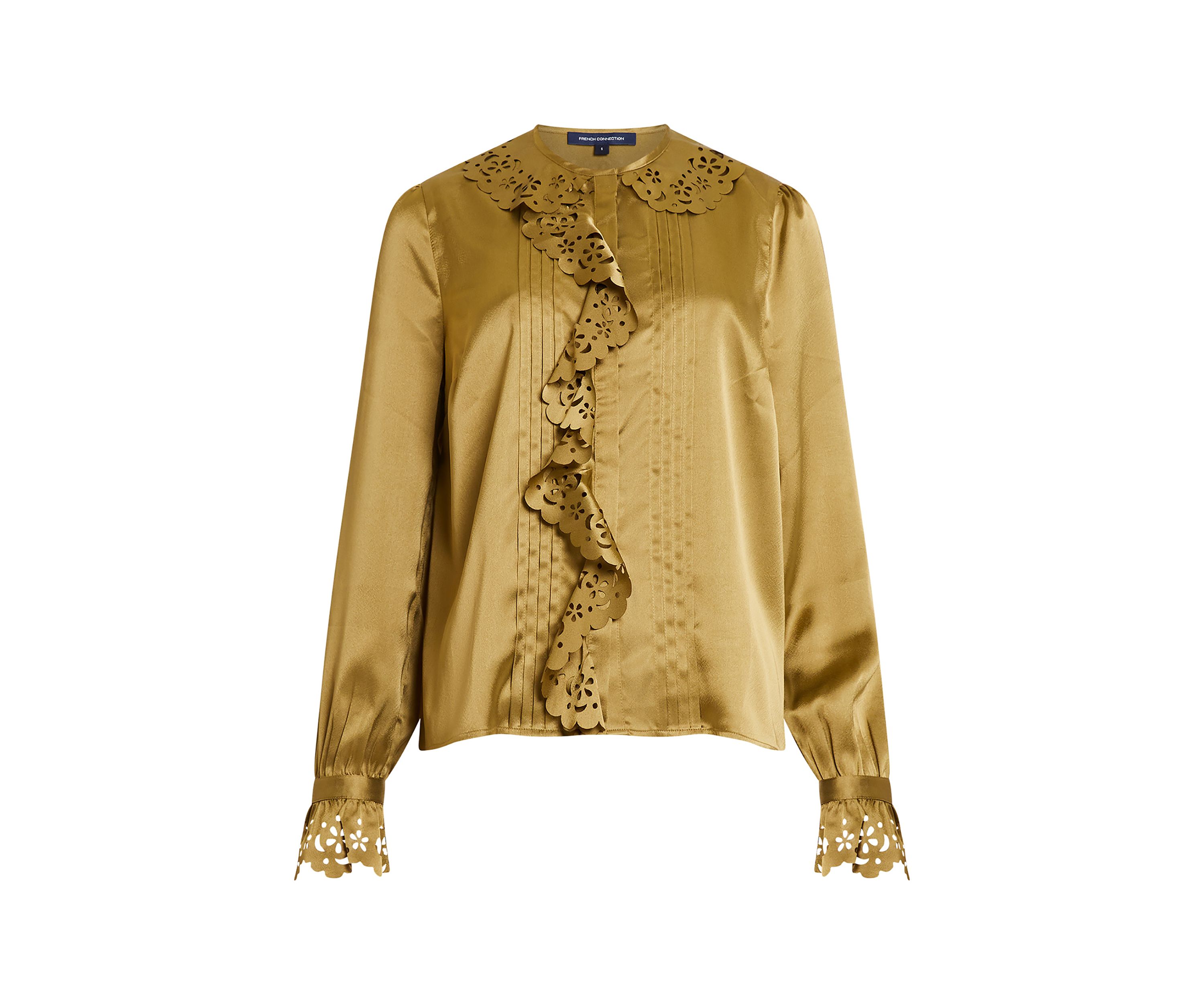 Aleeya Satin Lace Ruffle Blouse