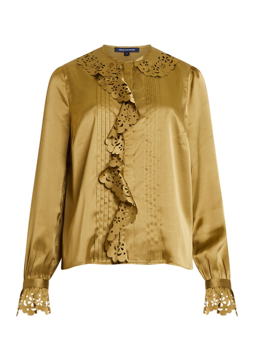 Aleeya Satin Lace Ruffle Blouse