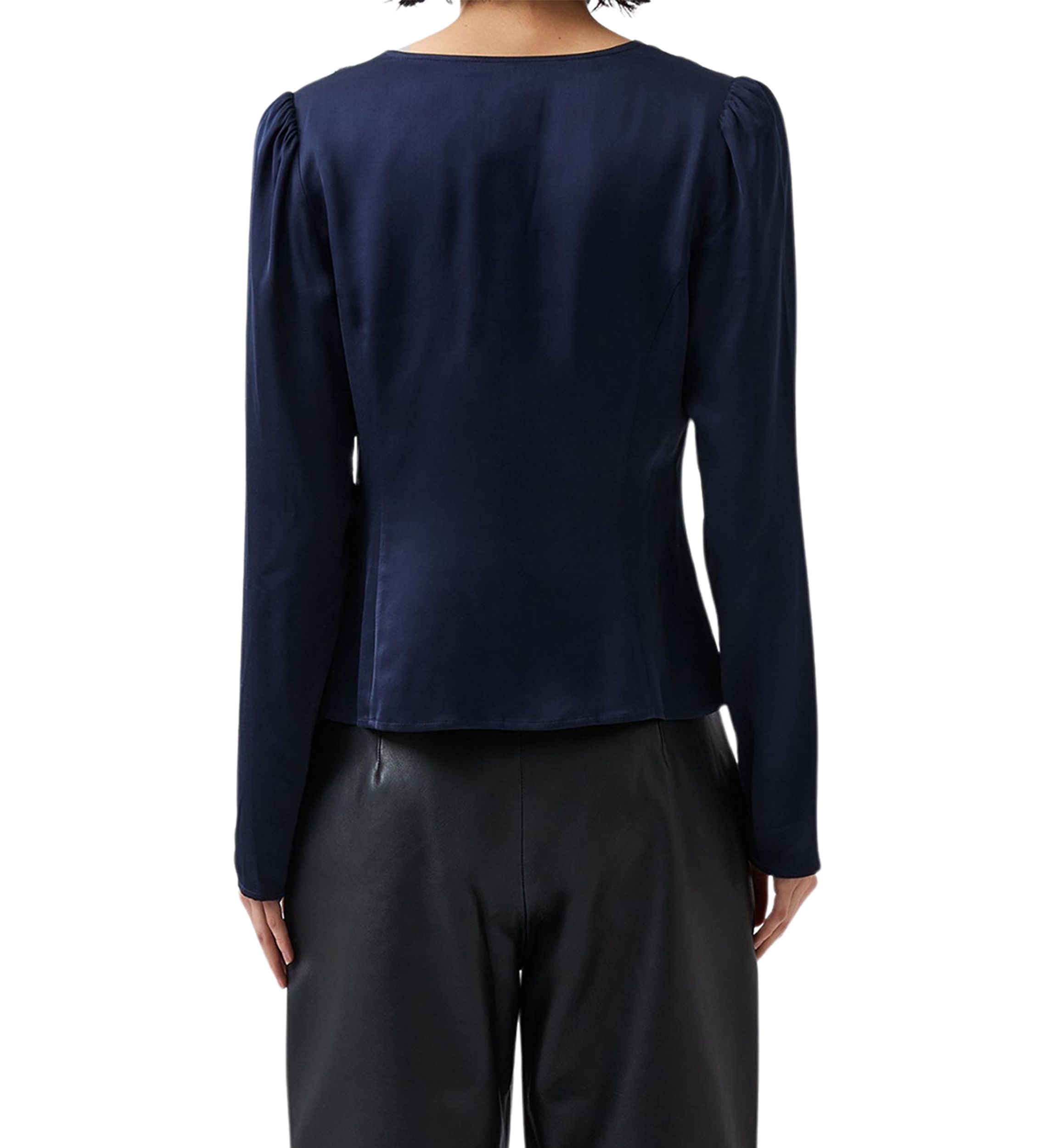 Ennis Satin Long Sleeve V-Neck Blouse