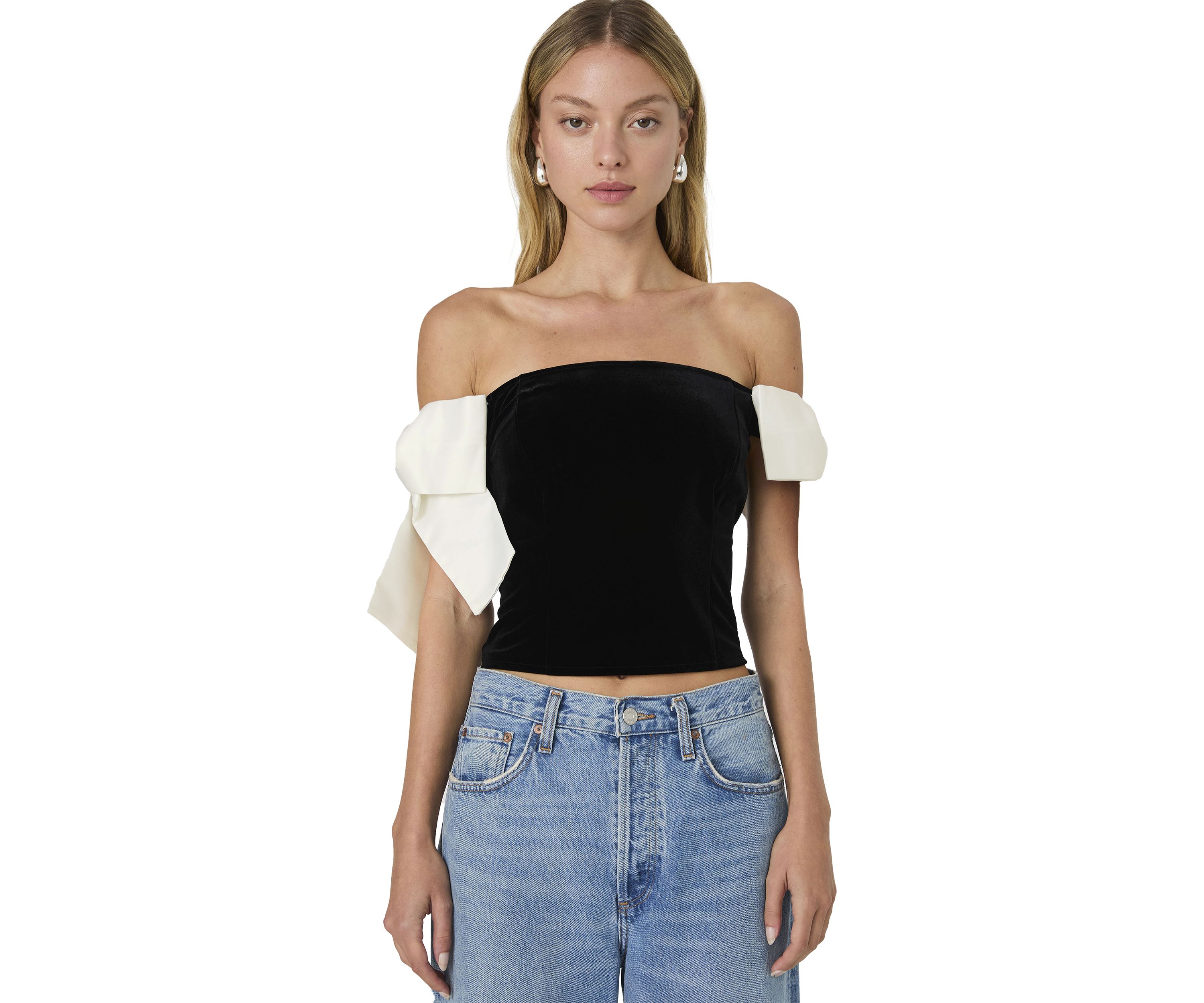 Velvet Carey Satin Bow Top
