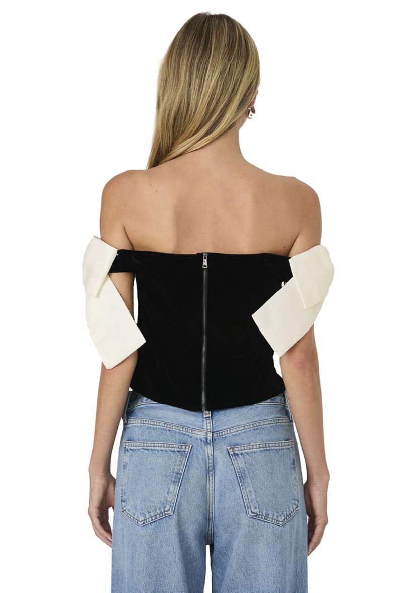 Velvet Carey Satin Bow Top