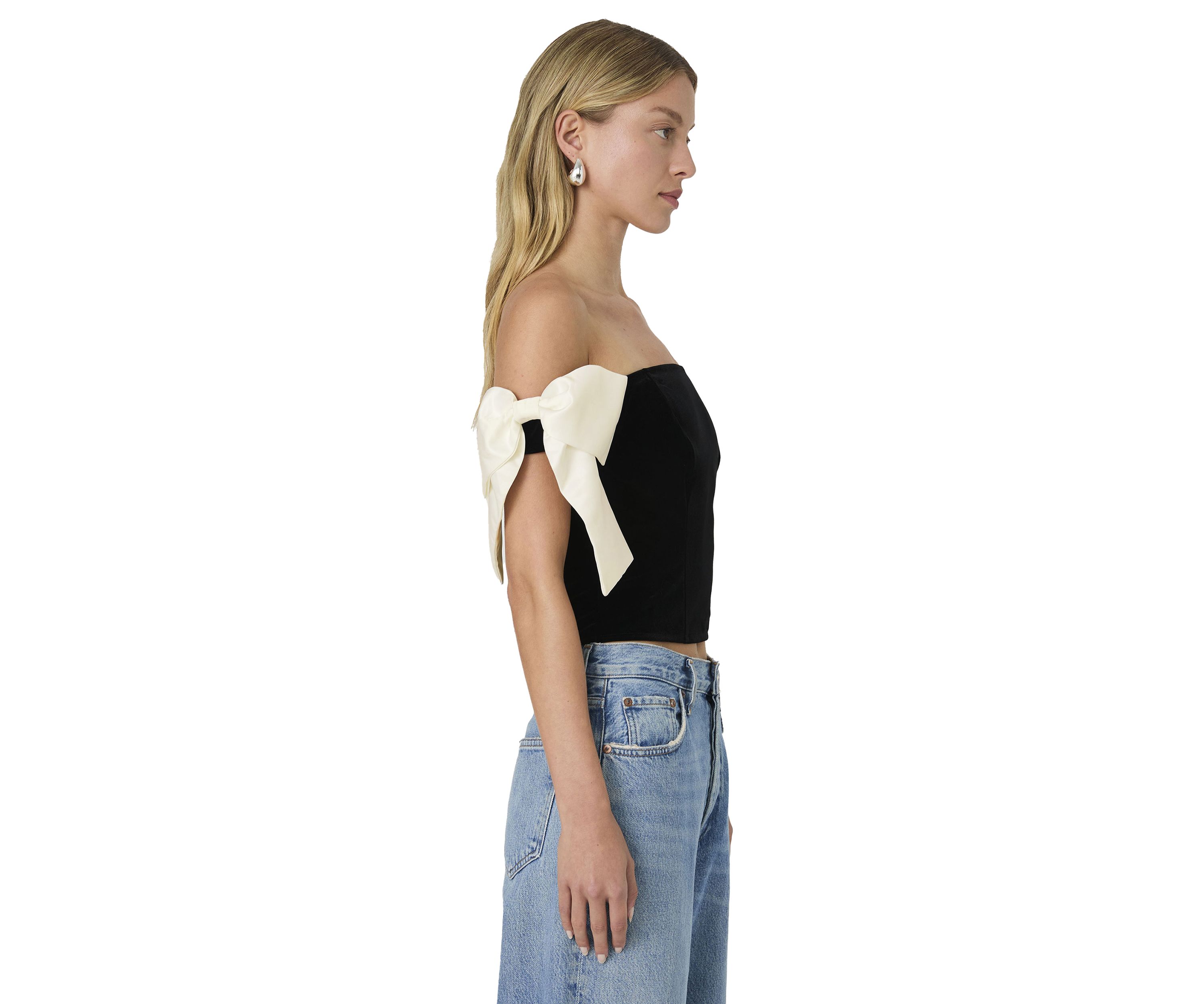 Velvet Carey Satin Bow Top