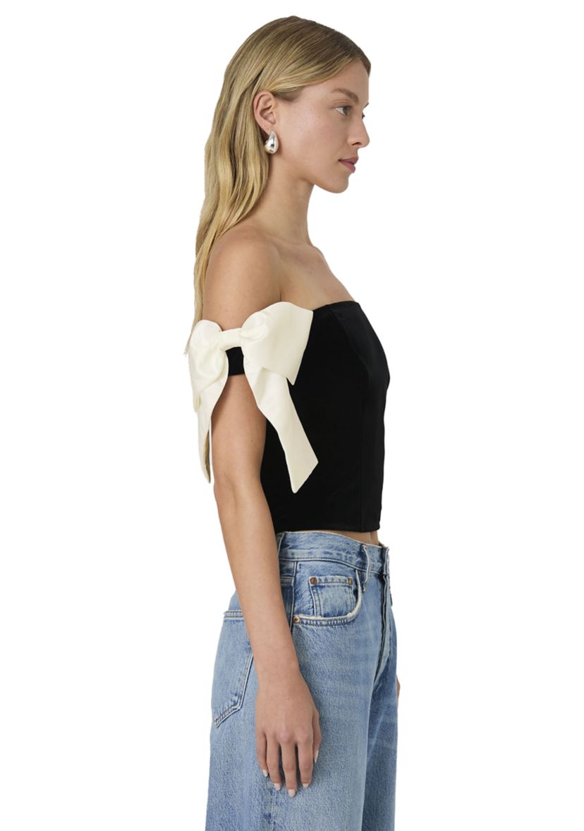 Velvet Carey Satin Bow Top