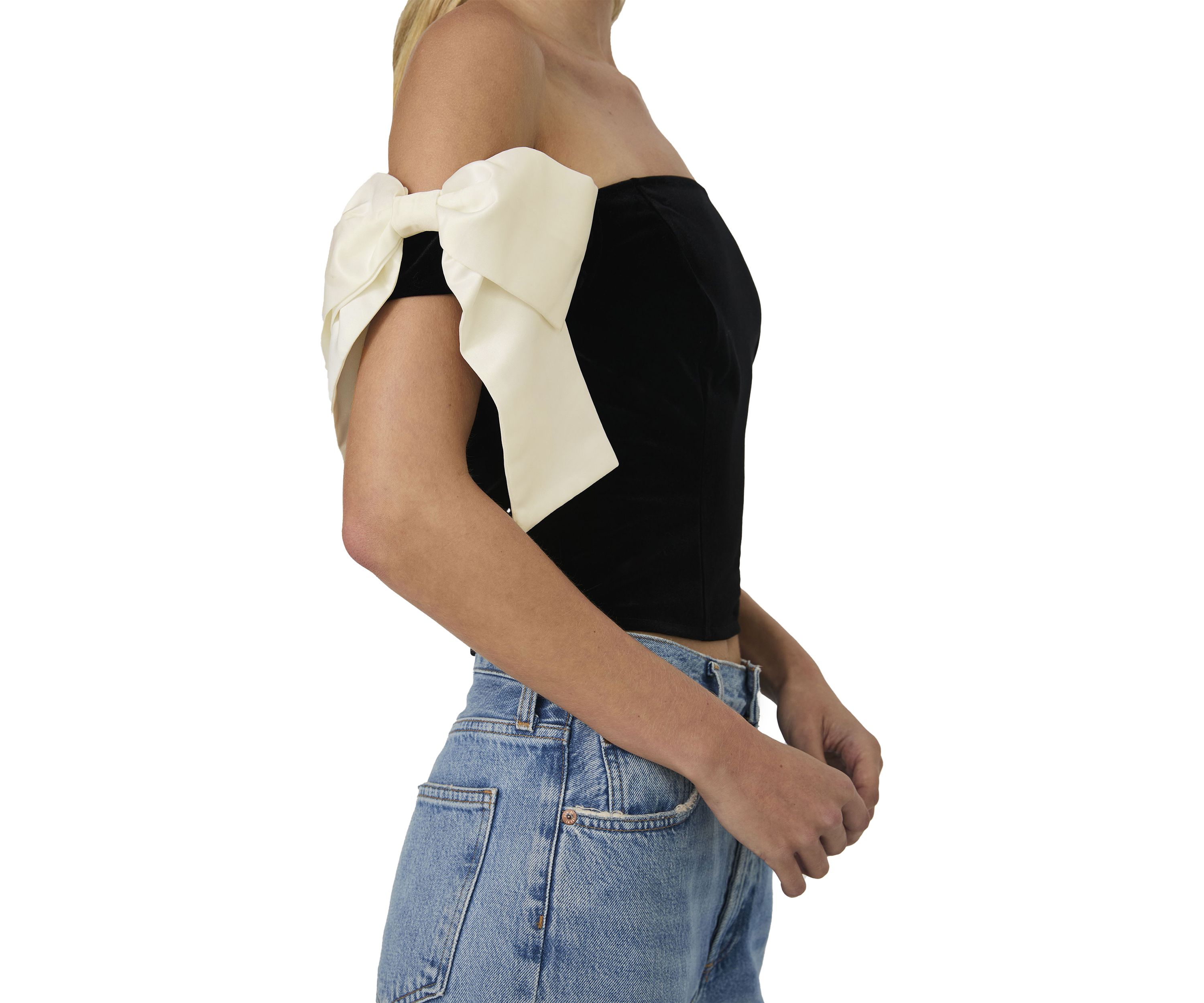 Velvet Carey Satin Bow Top