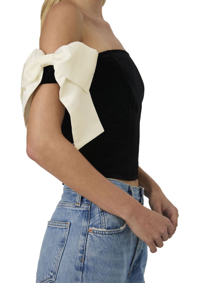 Velvet Carey Satin Bow Top