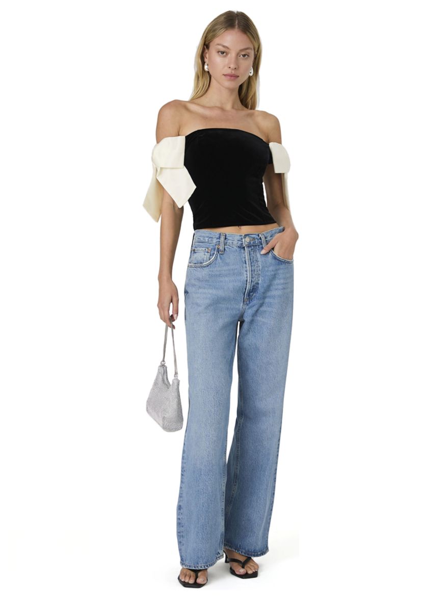 Velvet Carey Satin Bow Top