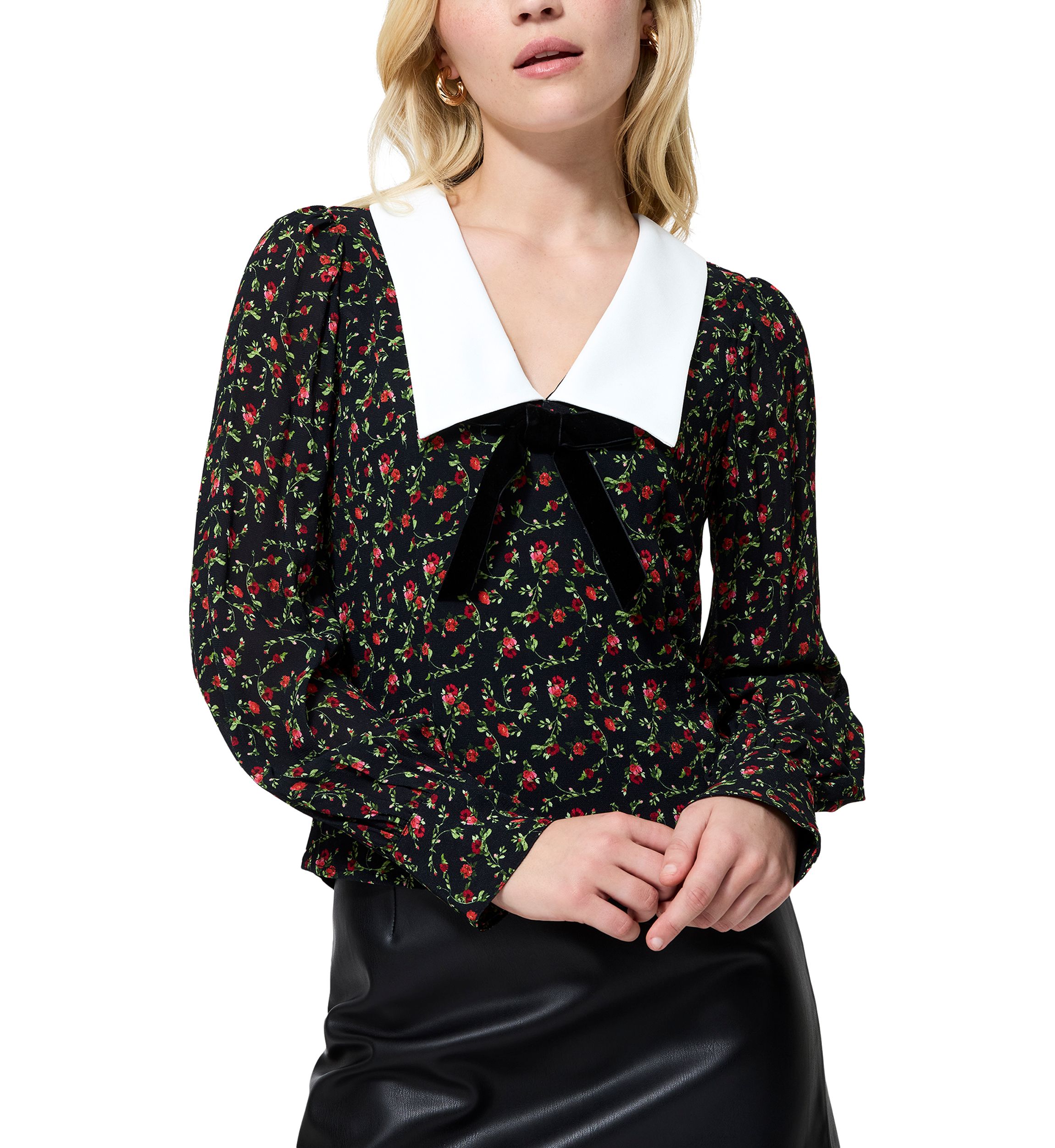 Yasmin Crepe Collared Top 