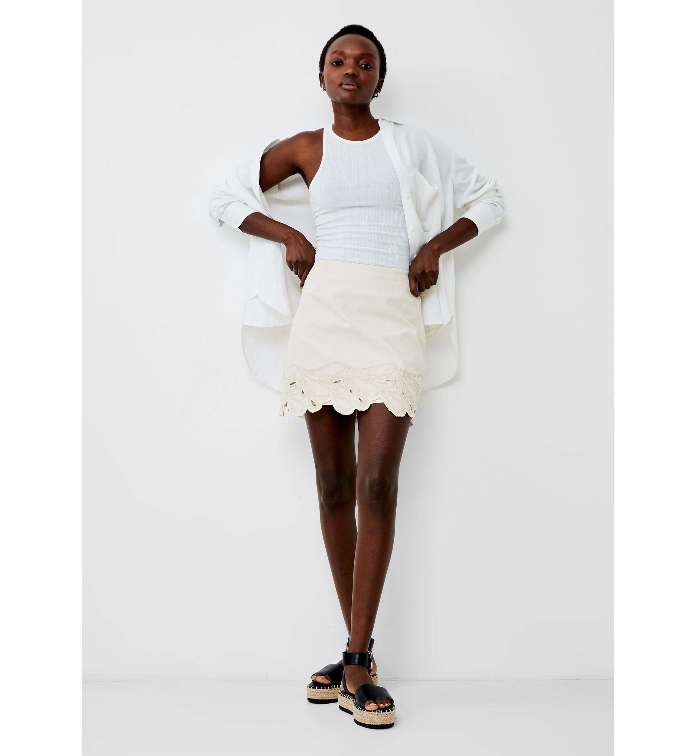 Ateena Twill Embroidered Skirt
