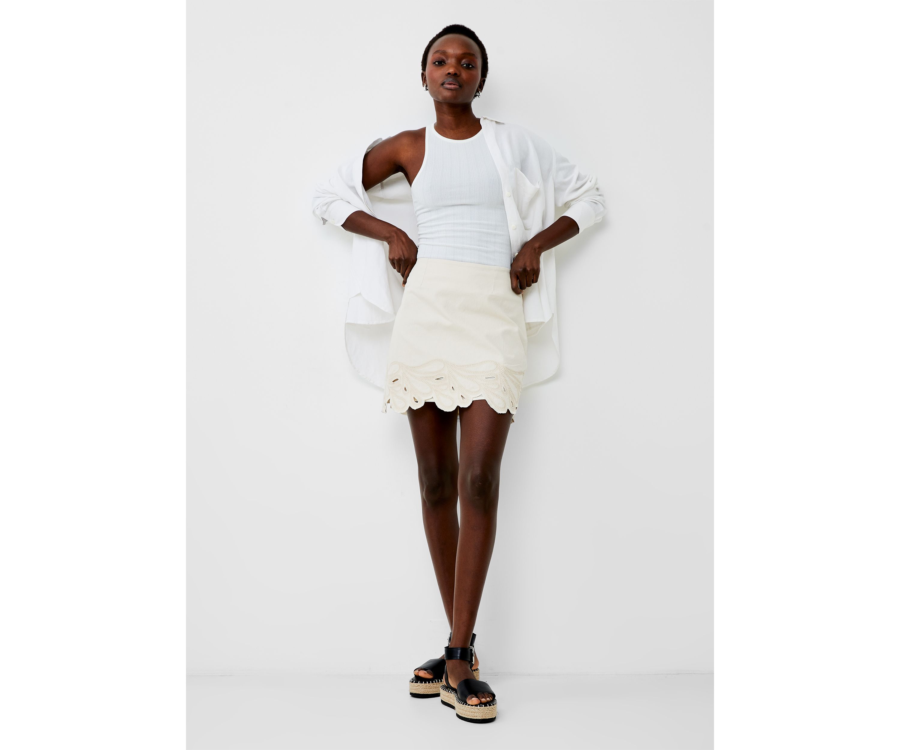 Ateena Twill Embroidered Skirt