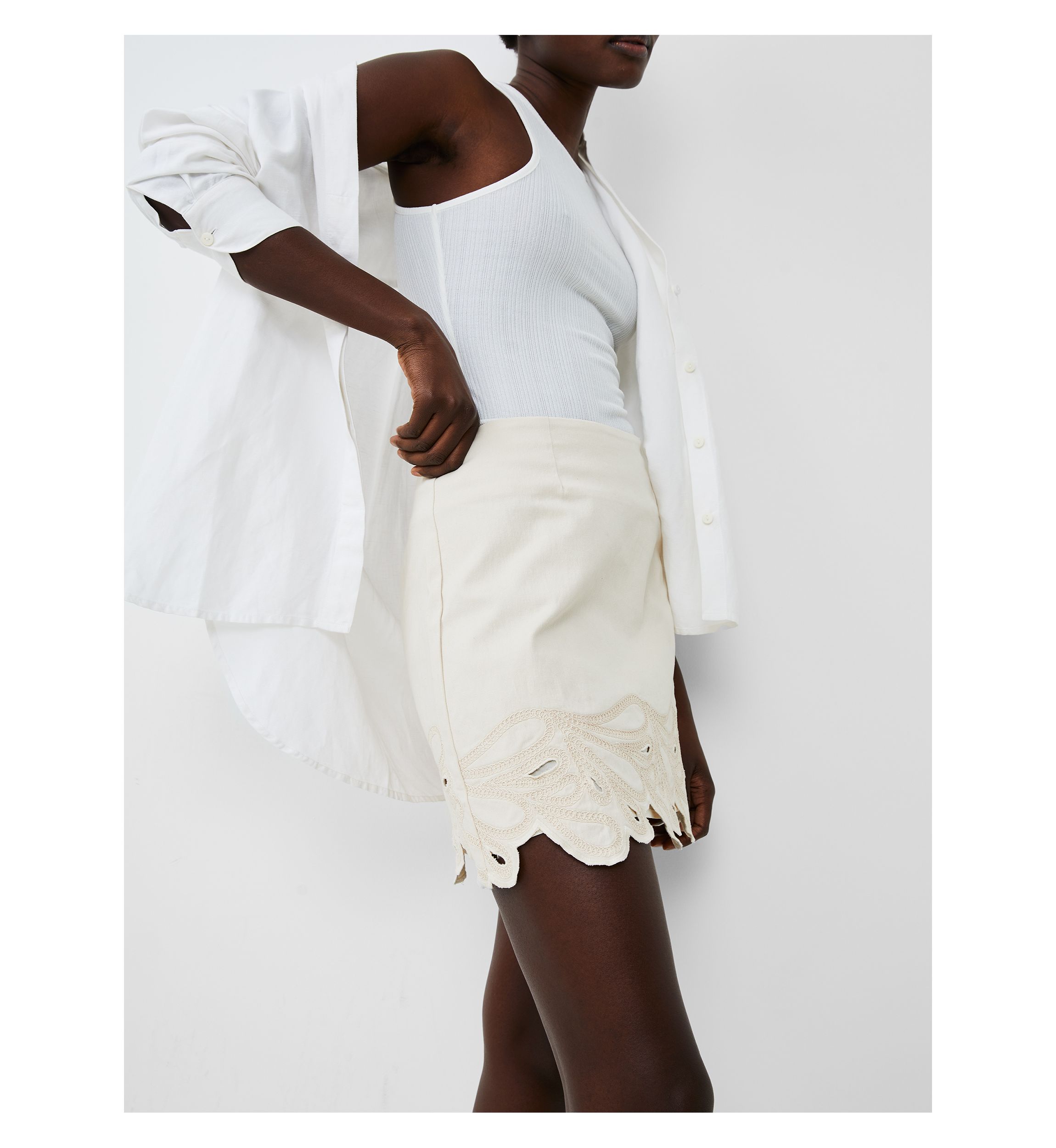 Ateena Twill Embroidered Skirt