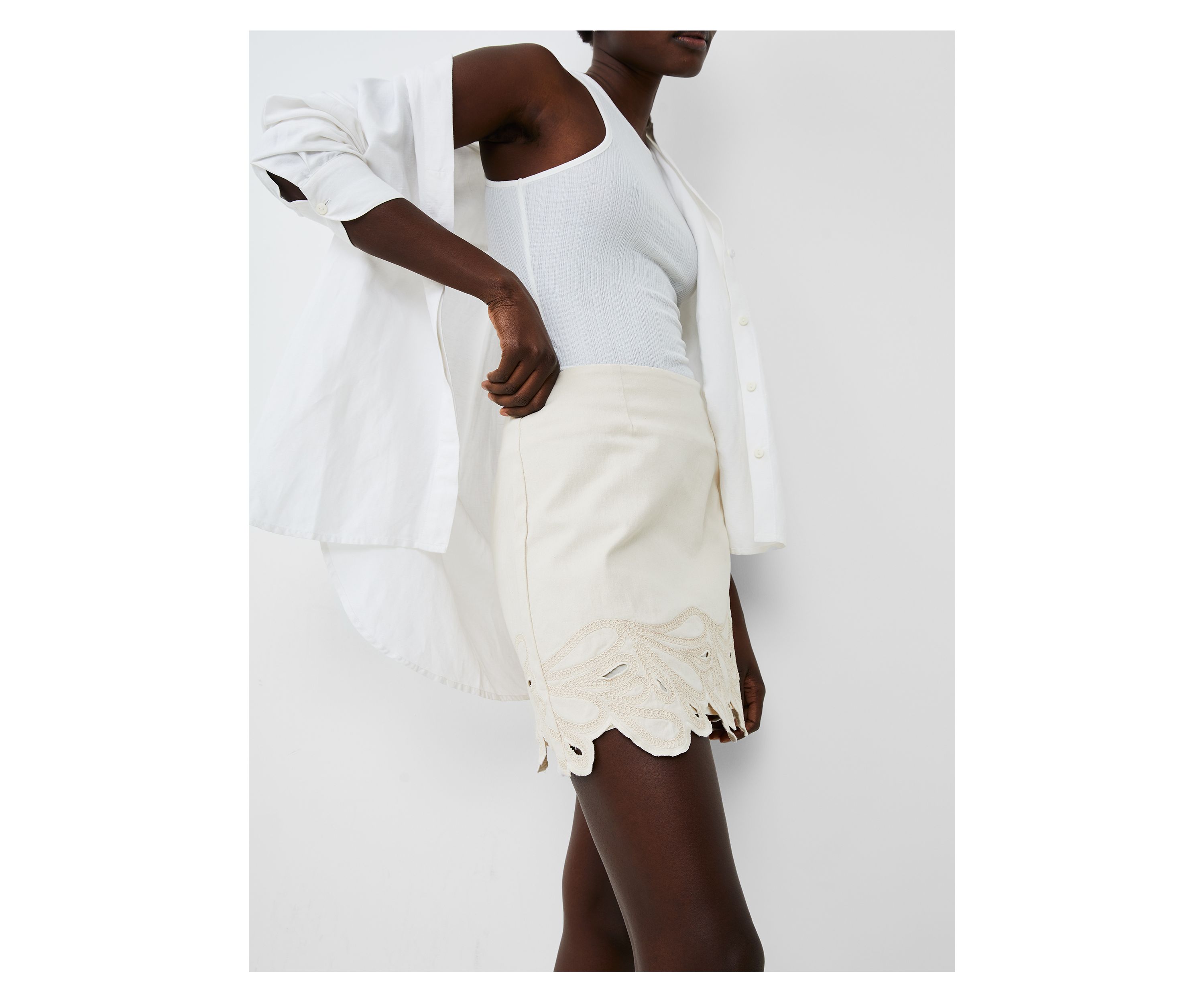 Ateena Twill Embroidered Skirt