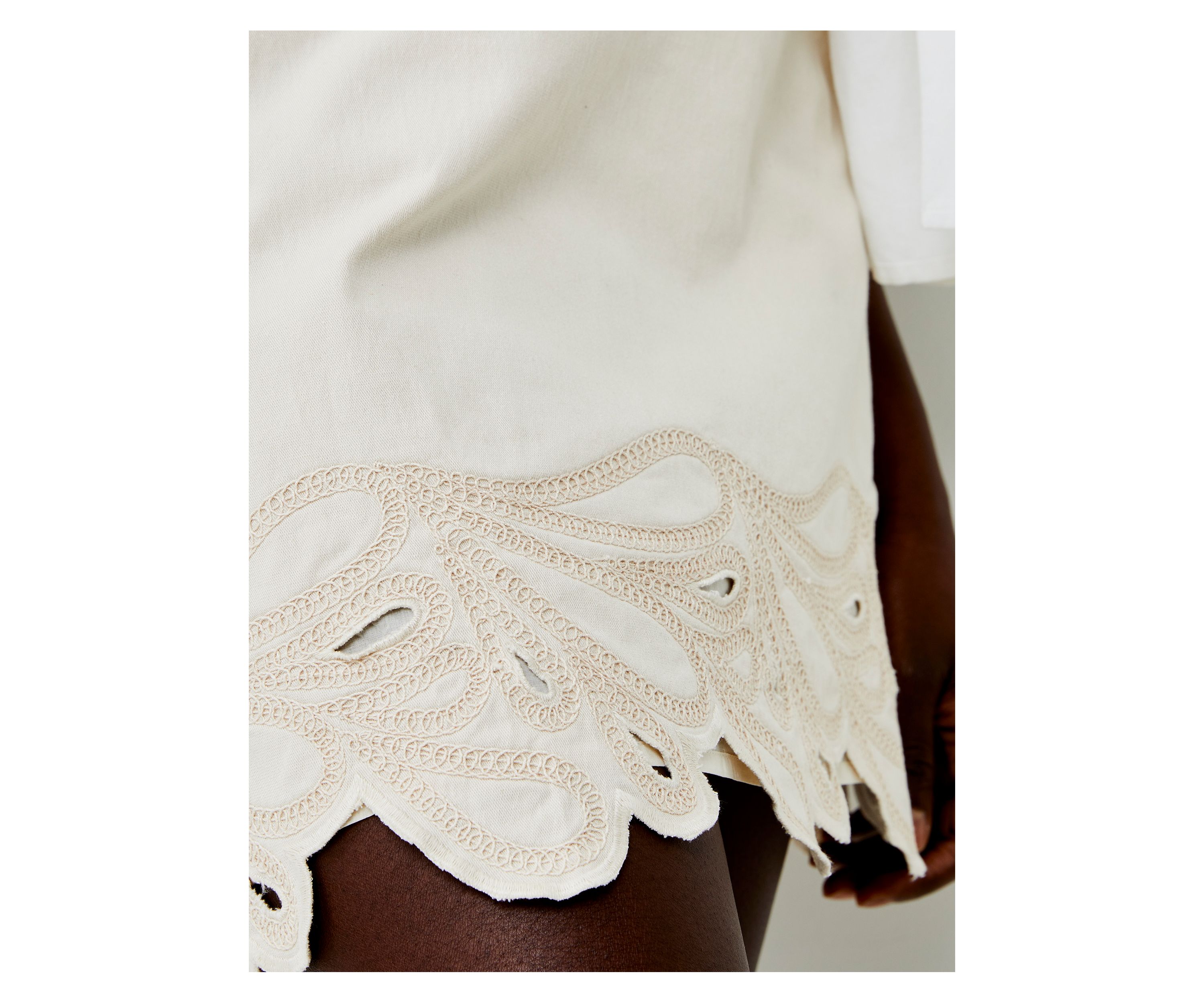 Ateena Twill Embroidered Skirt