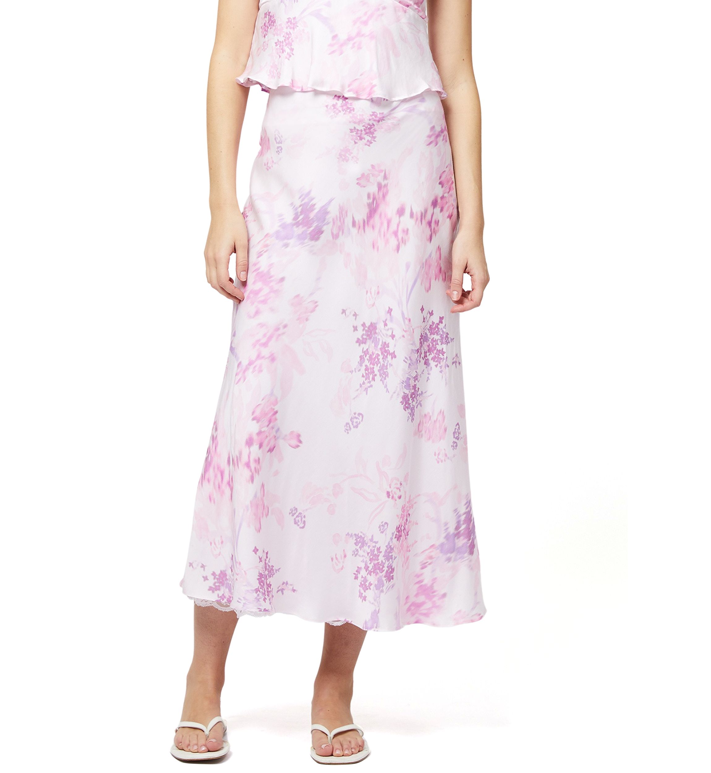 Elyria Oona Satin Midi Skirt