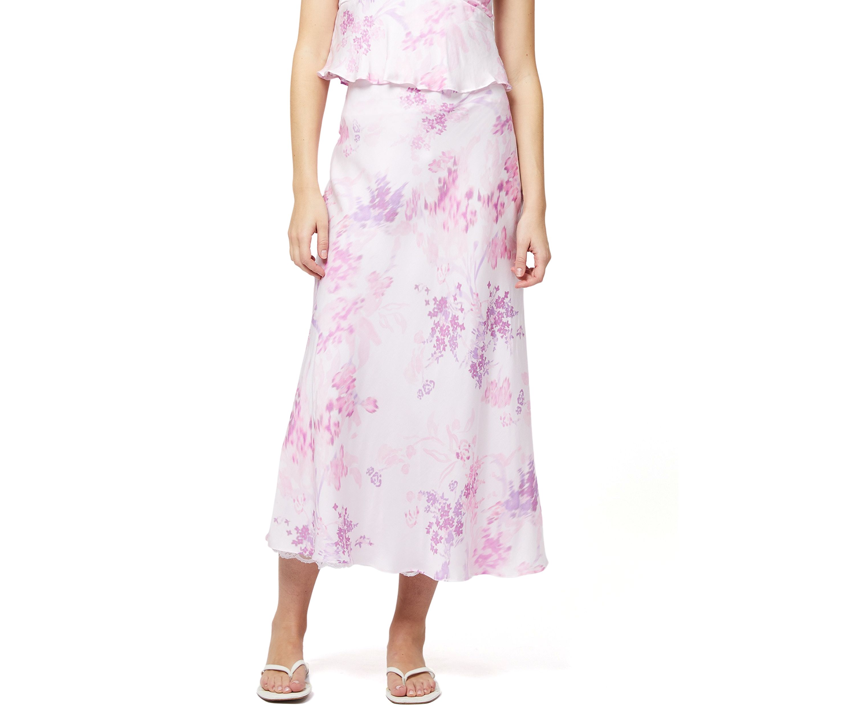 Elyria Oona Satin Midi Skirt