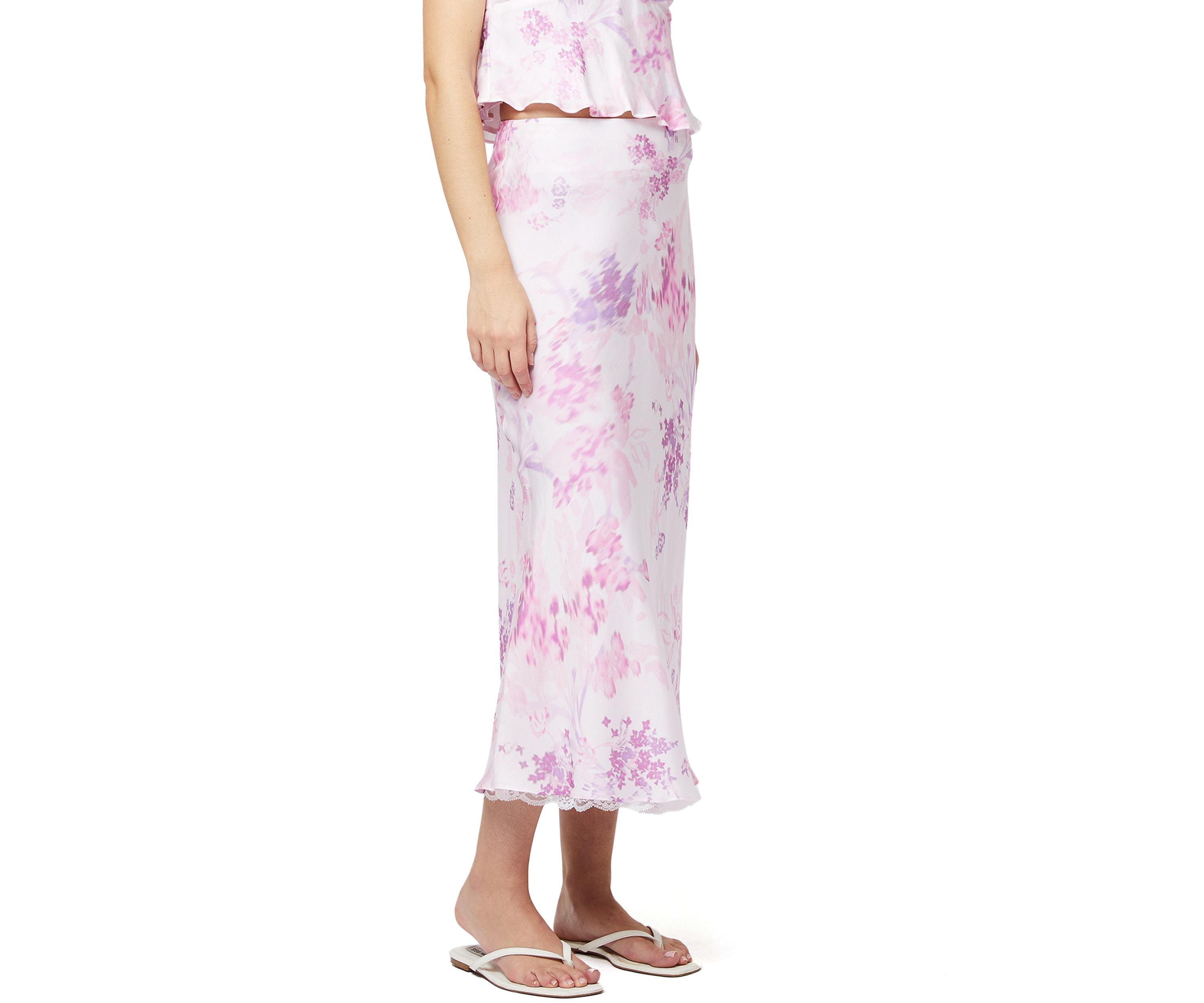 Elyria Oona Satin Midi Skirt