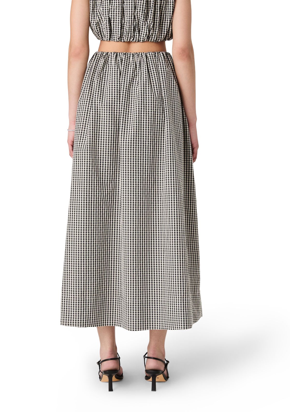 Gingham Ruched Midi Skirt