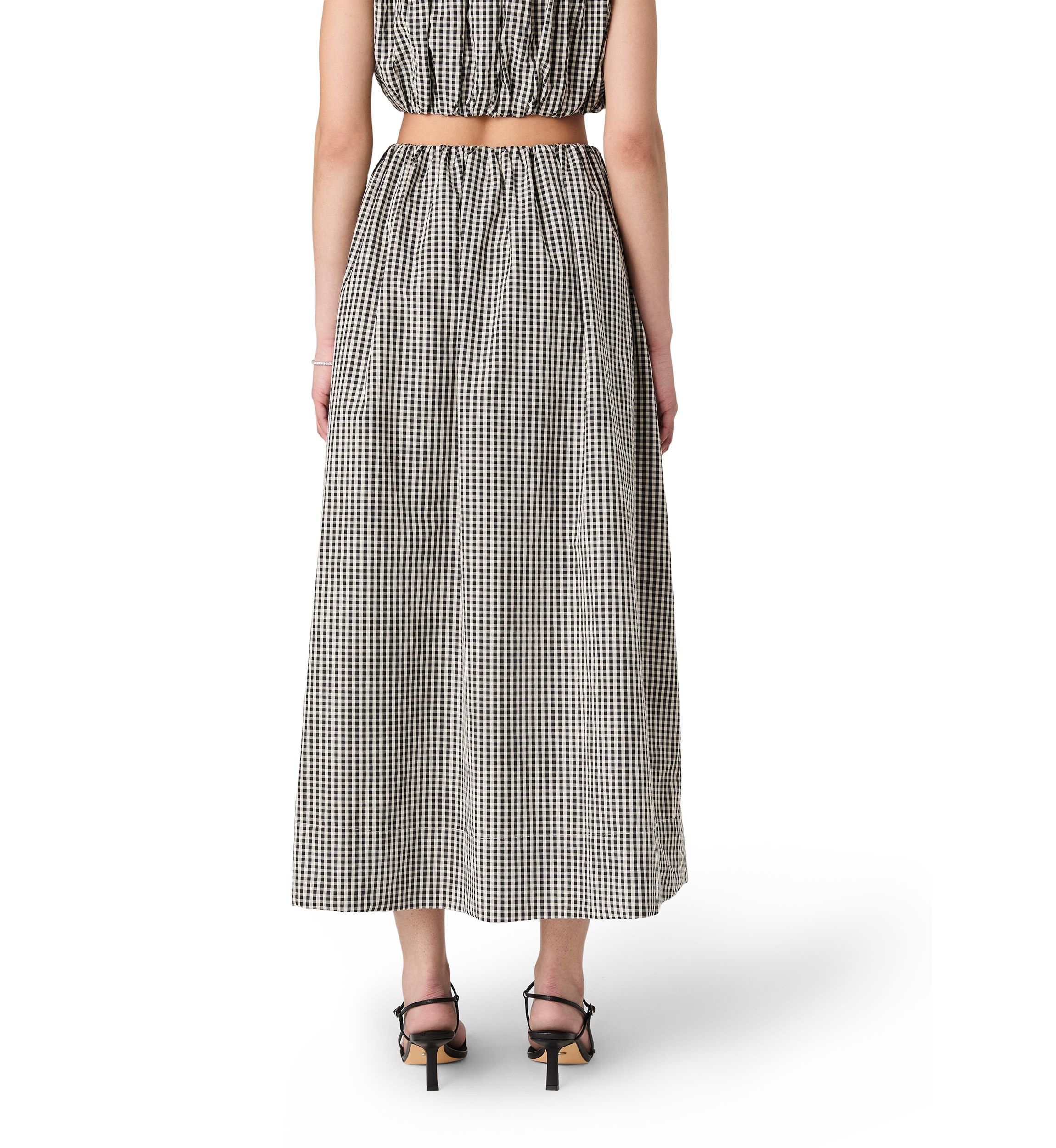 Gingham Ruched Midi Skirt