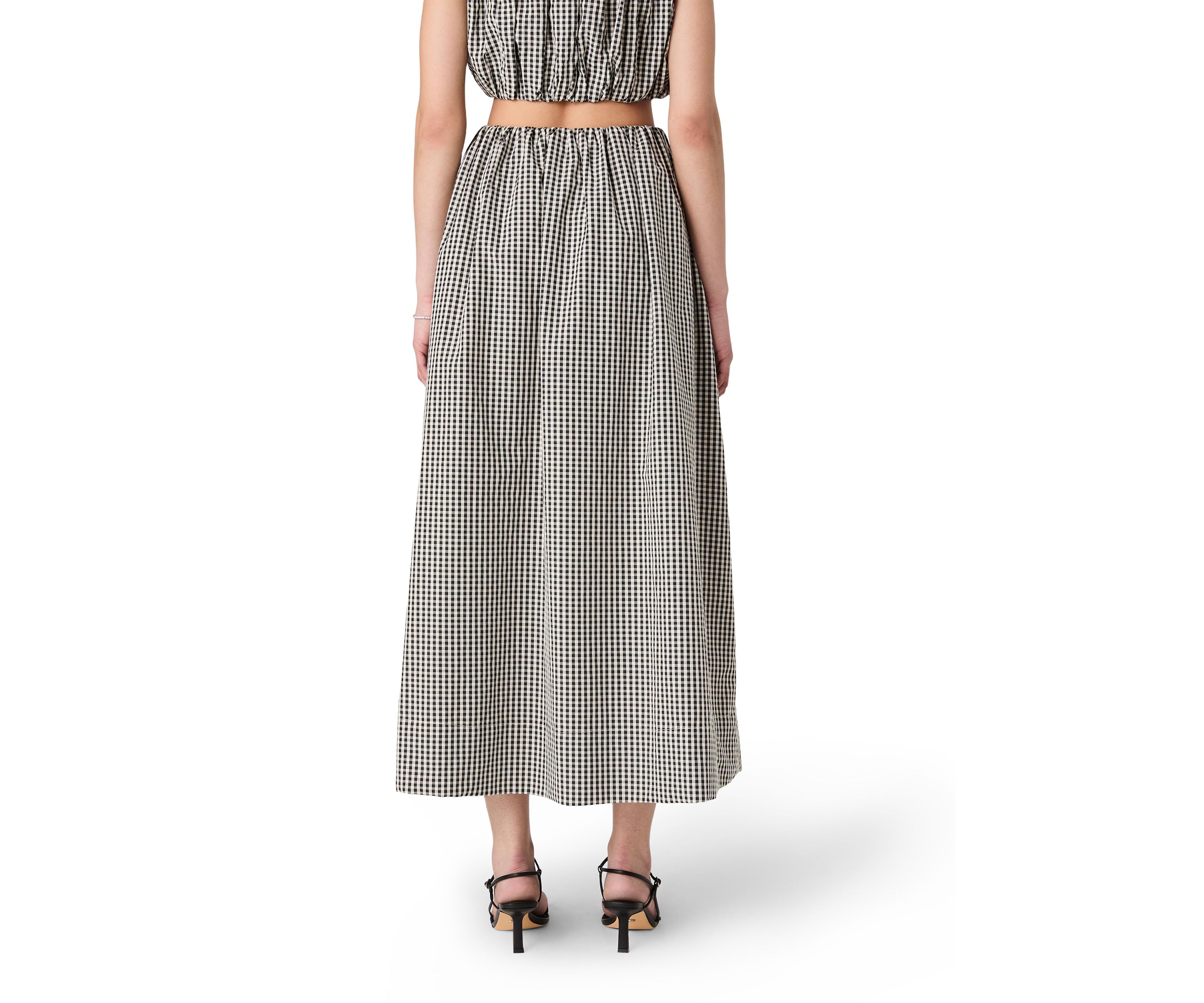 Gingham Ruched Midi Skirt