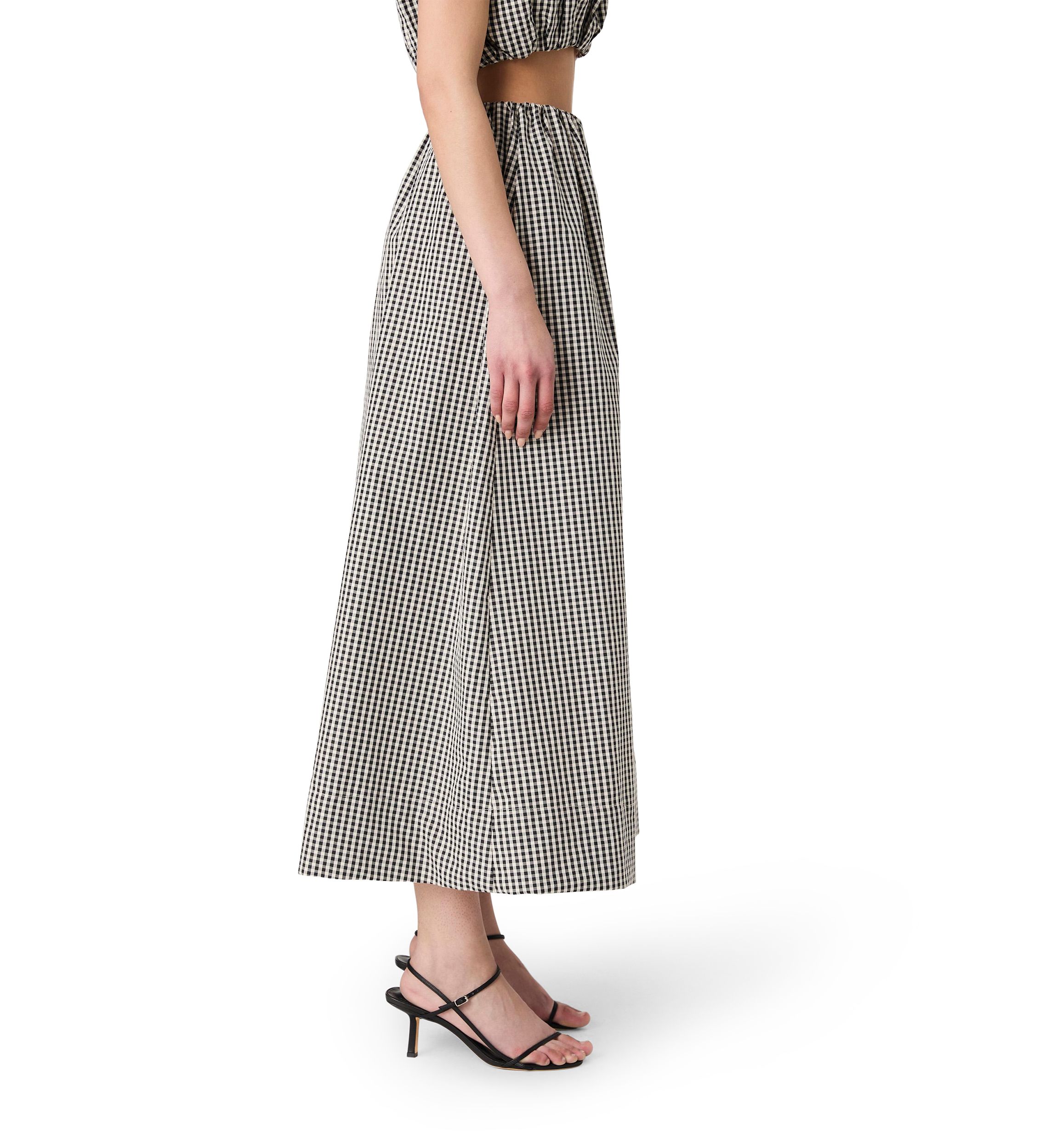 Gingham Ruched Midi Skirt