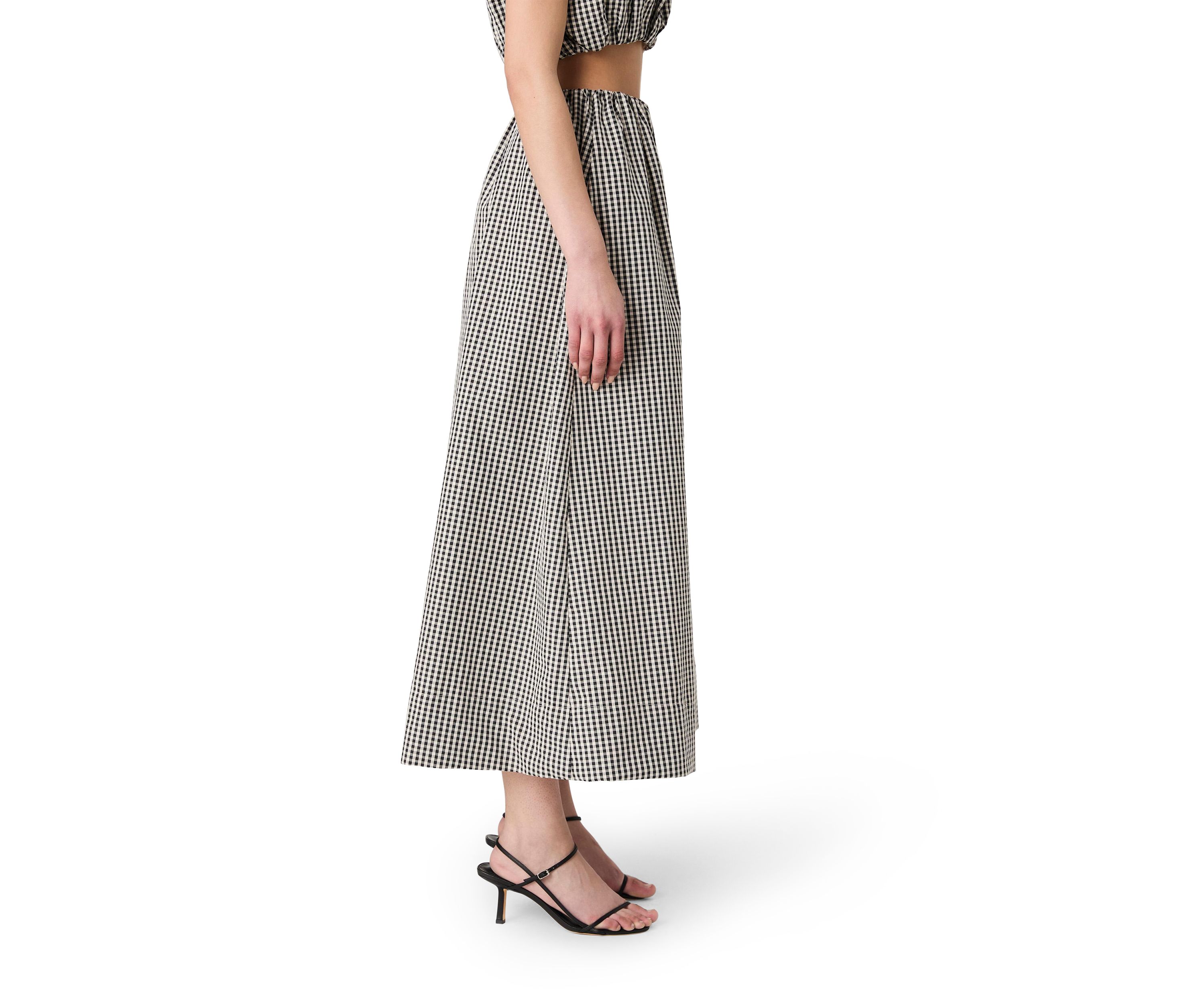 Gingham Ruched Midi Skirt