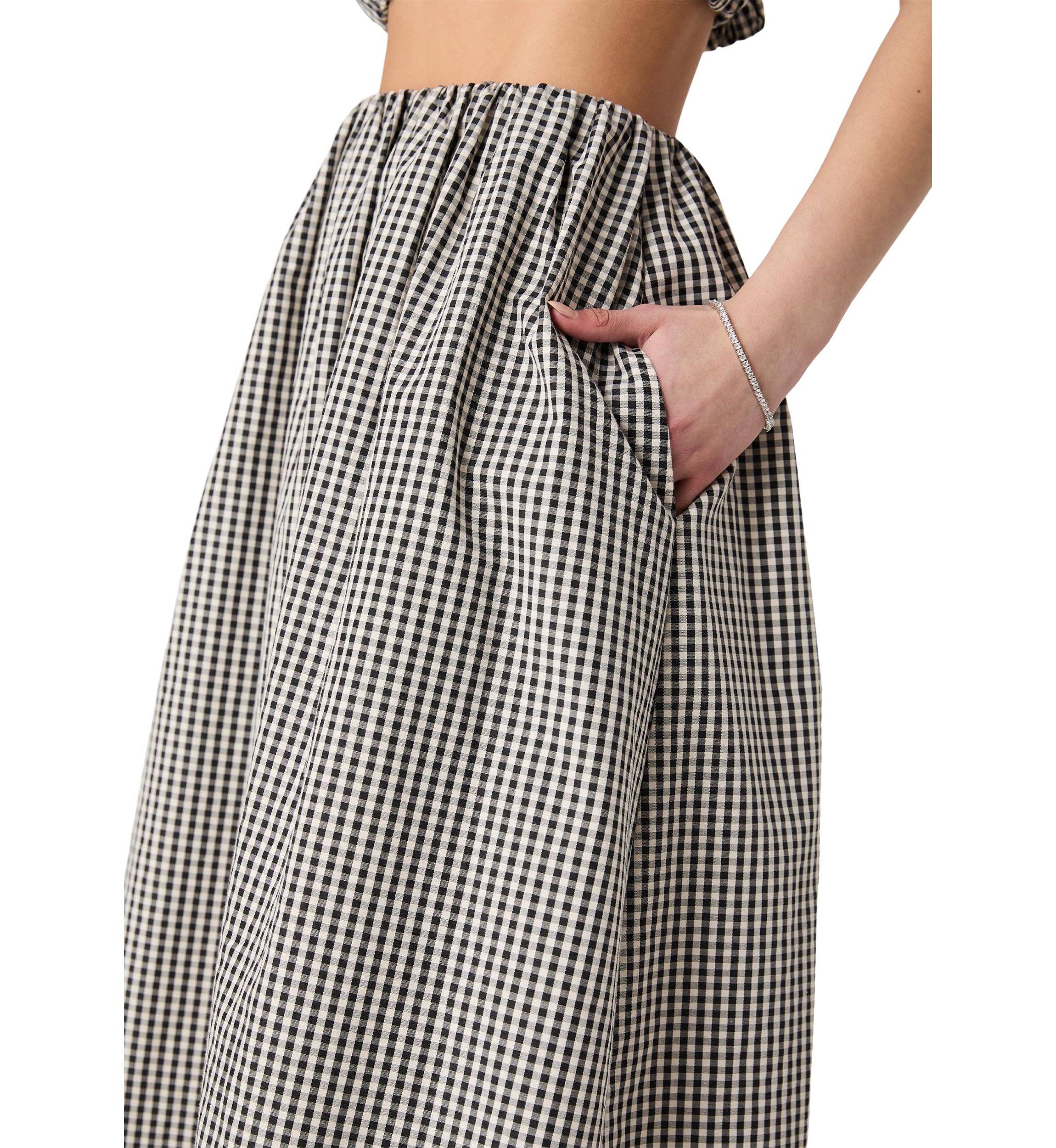 Gingham Ruched Midi Skirt