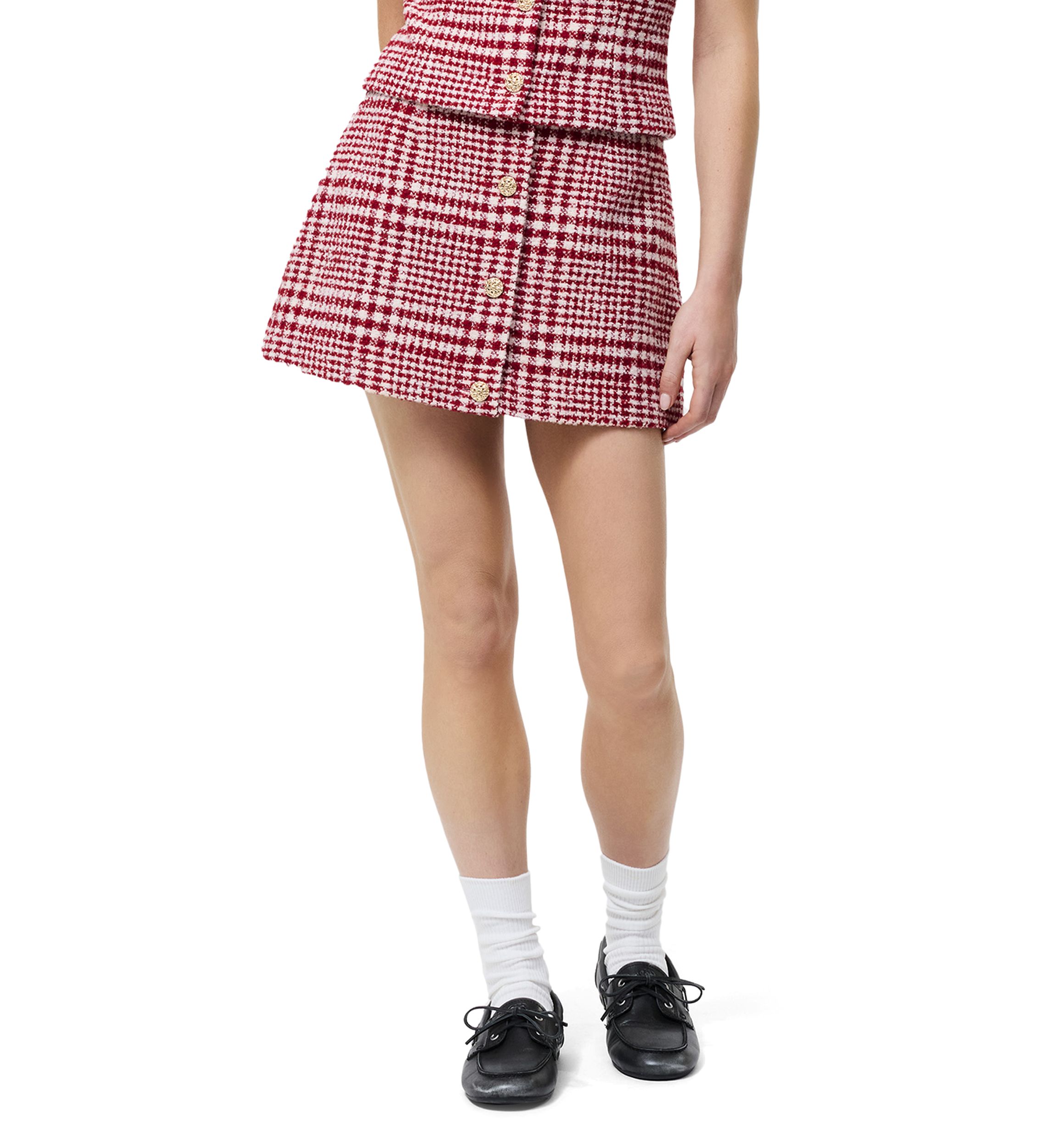 Brushed Houndstooth Mini Skirt