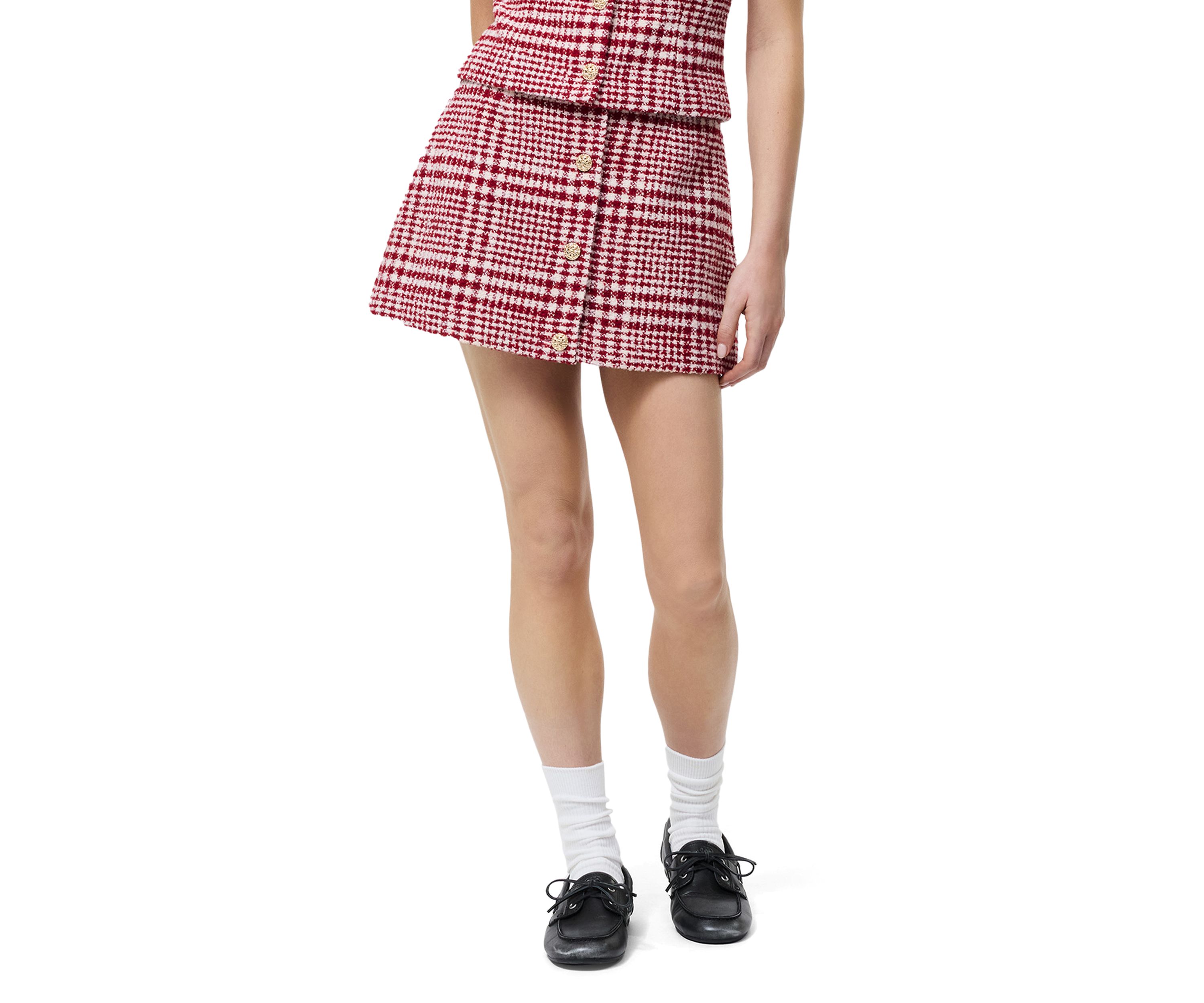 Brushed Houndstooth Mini Skirt