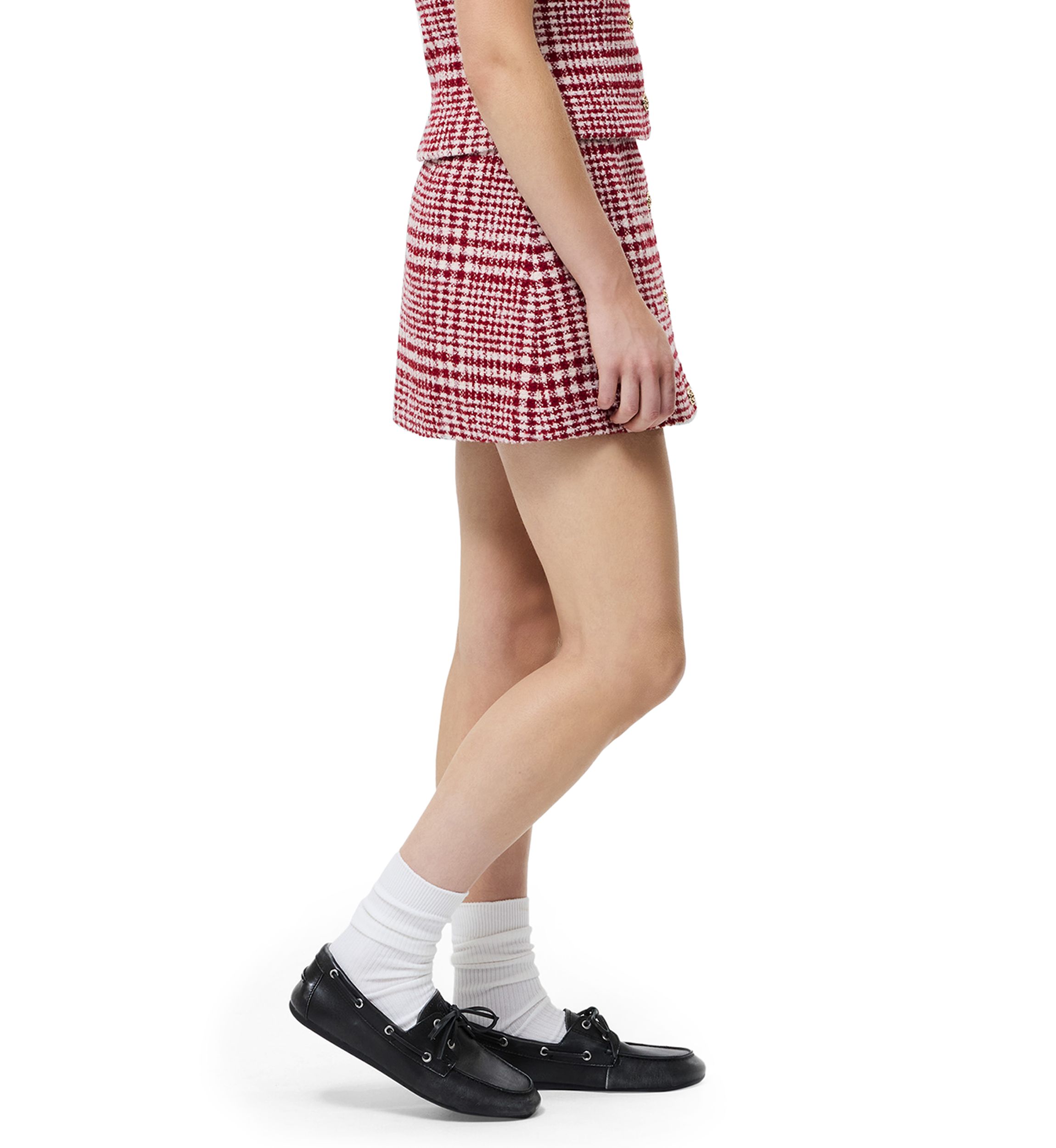 Brushed Houndstooth Mini Skirt