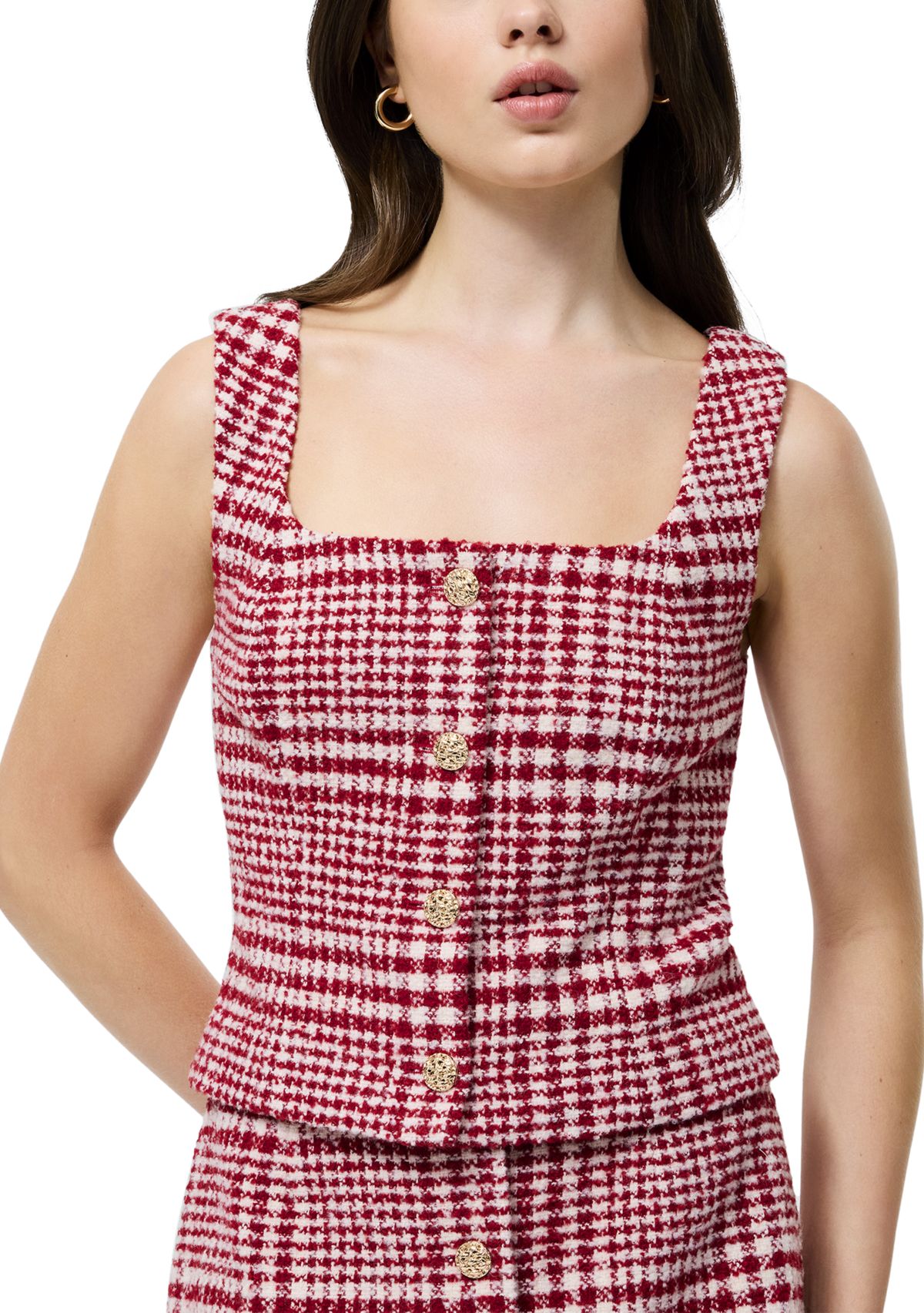 Brushed Houndstooth Mini Skirt