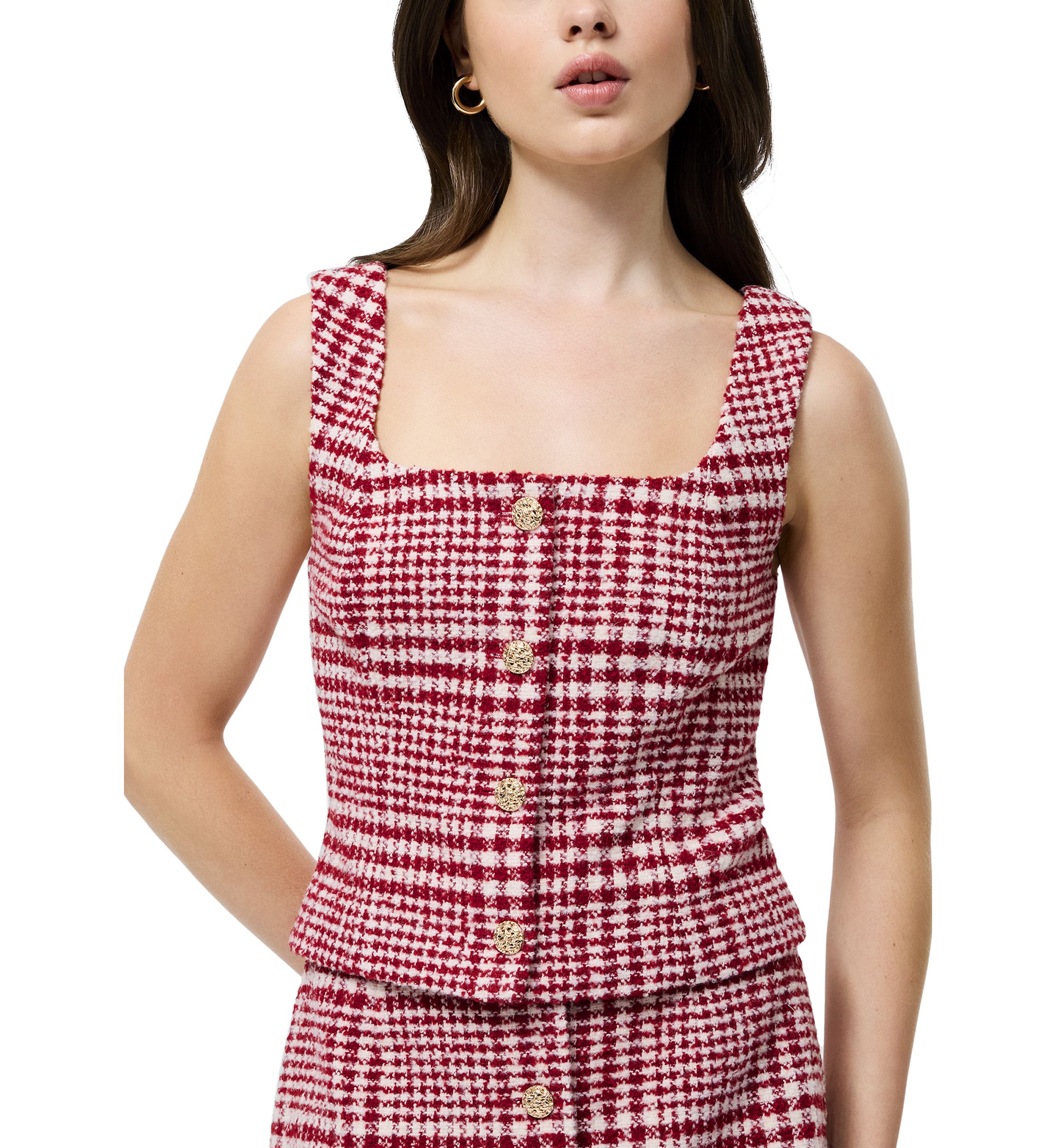Brushed Houndstooth Mini Skirt