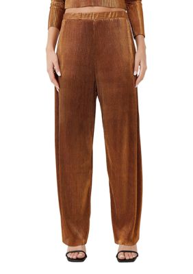 Taina Metallic Pleated Jersey Pants